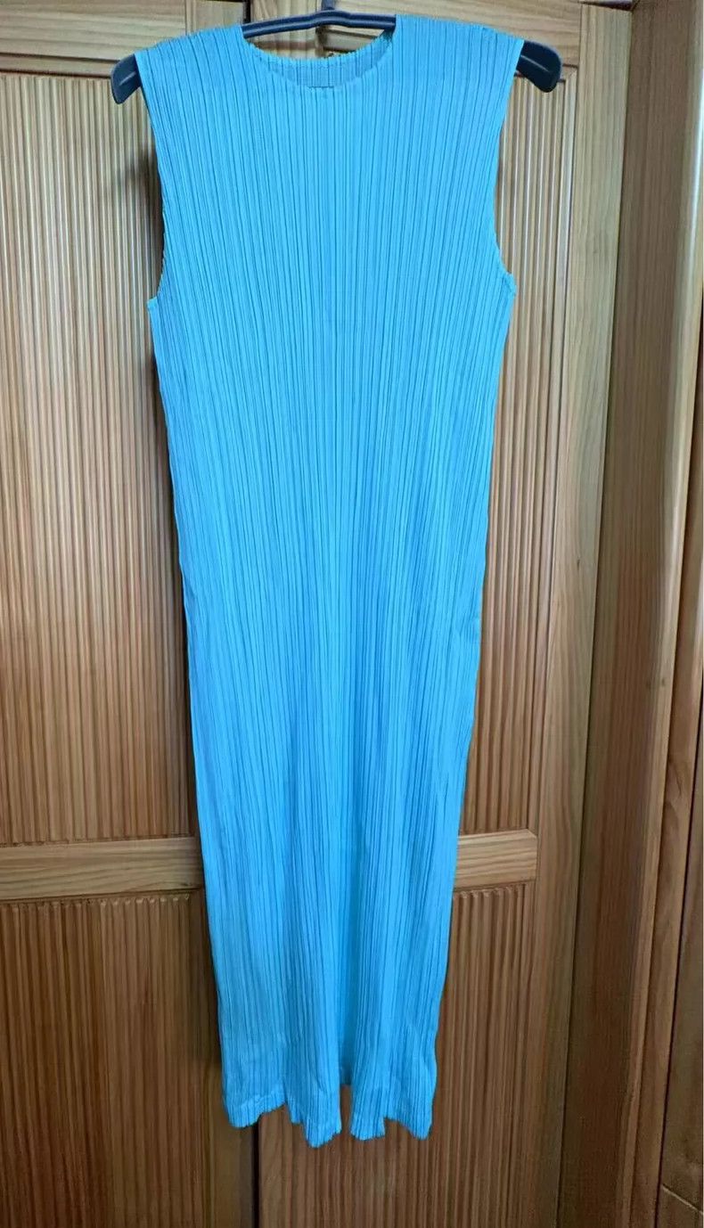 Issey Miyake Issey Miyake Blue slit dress Size L / US 10 / IT 46 - 1 Thumbnail
