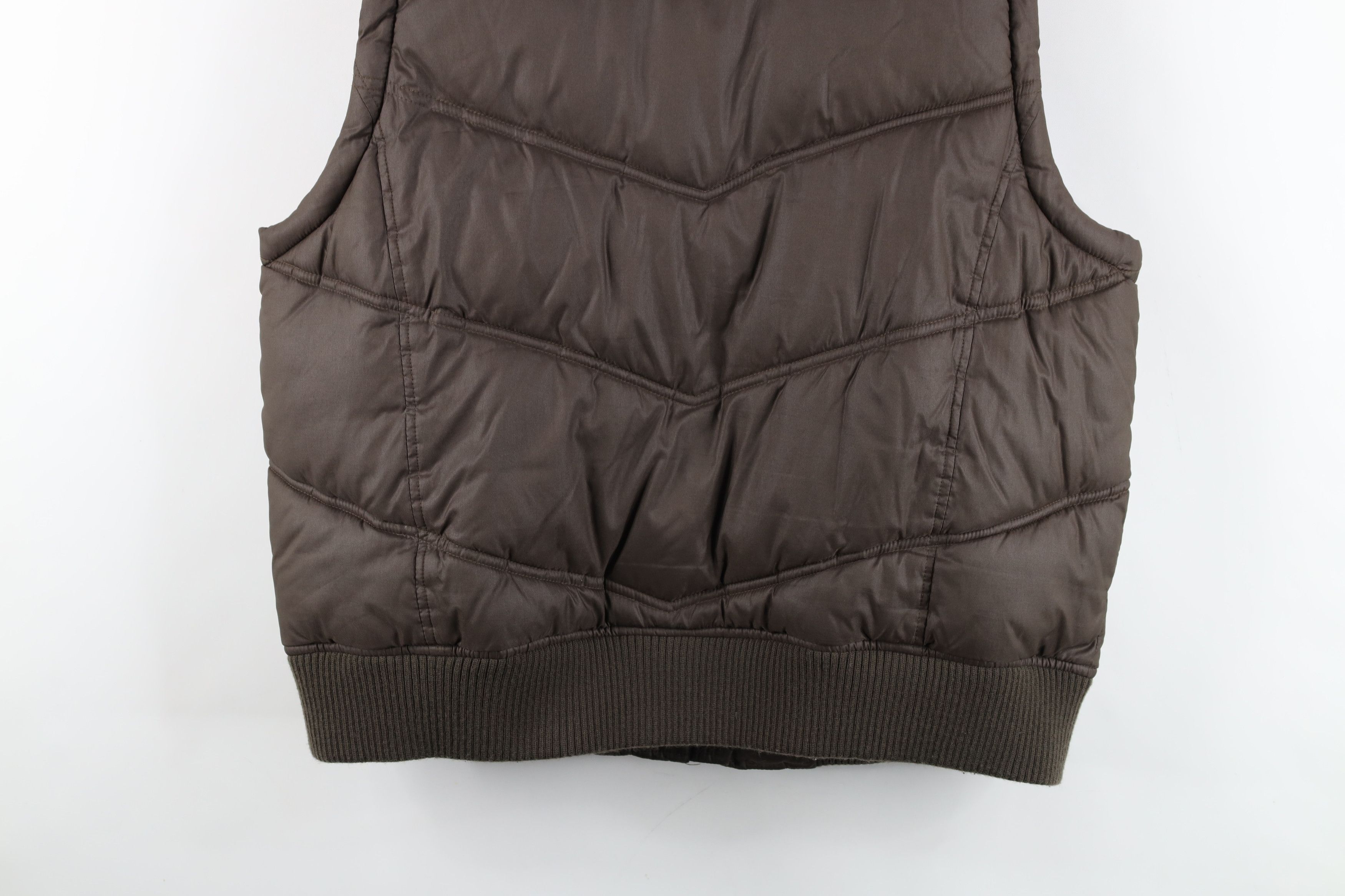 Vintage Y2K Gap Blank Full Zip Puffer Vest Jacket Brown