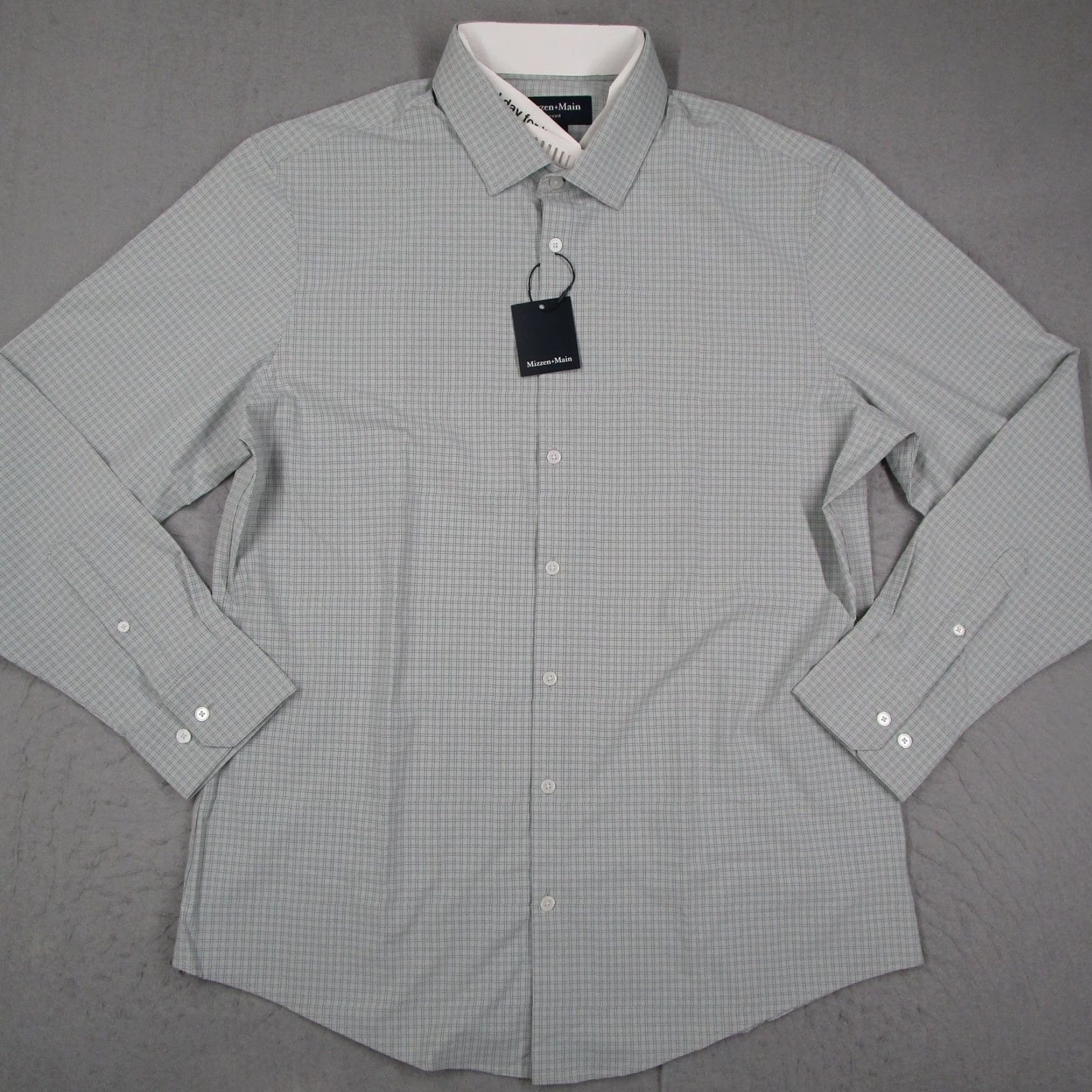 Mizzen+Main Mizzen+Main Leeward Shirt Mens XL Gray Plaid Trim Fit Long Sleeve Performance Shirt Size US XL / EU 56 / 4 - 4 Thumbnail