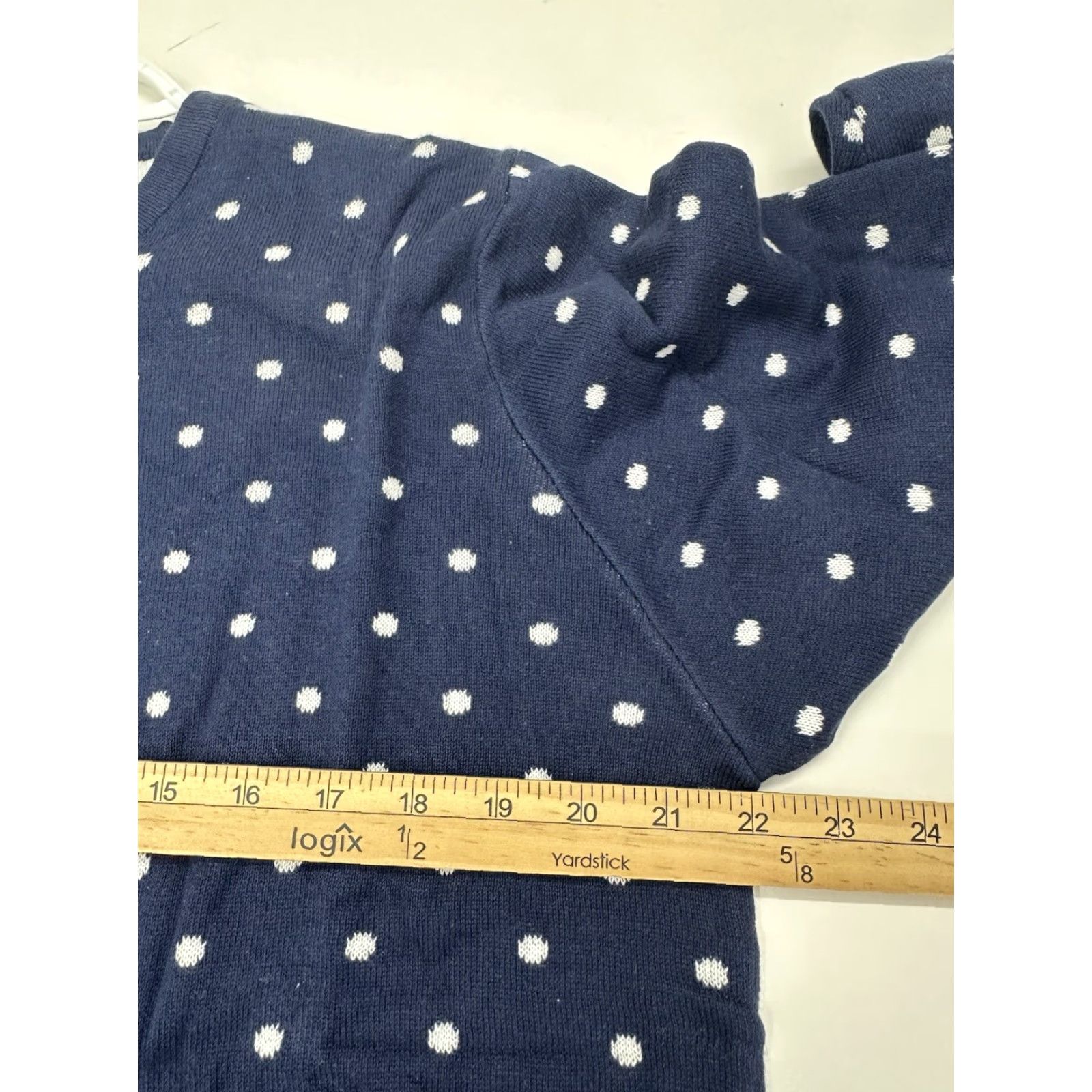 Vintage National Womens Sweater 1X Navy Polka Dotted Long Sleeve Button Up Cardigan Size XL / US 12-14 / IT 48-50 - 7 Thumbnail