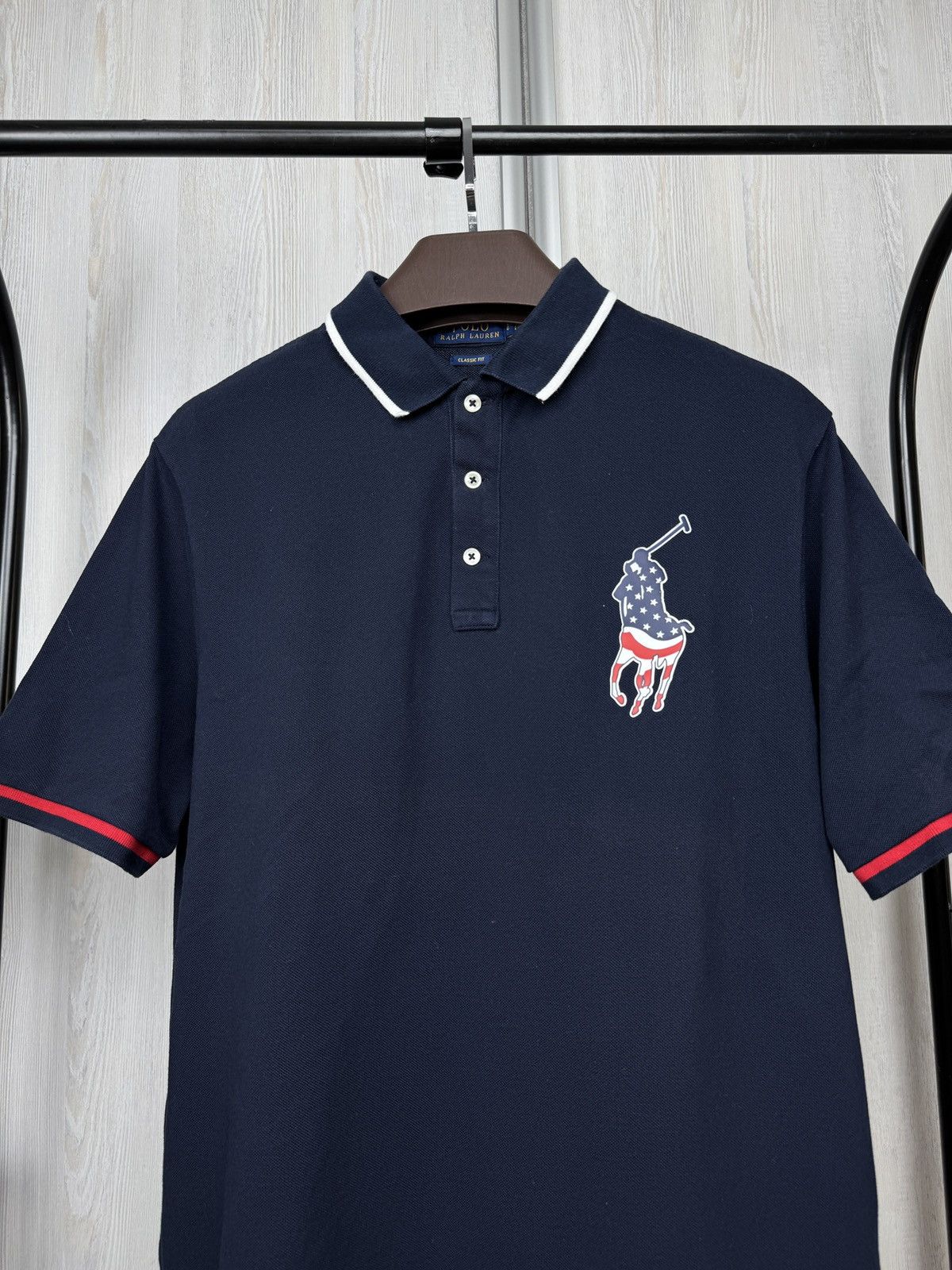 Polo Ralph Lauren Polo Ralph Lauren Navy Classic Fit Big Patriotic Pony Shirt Size US L / EU 52-54 / 3 - 3 Thumbnail