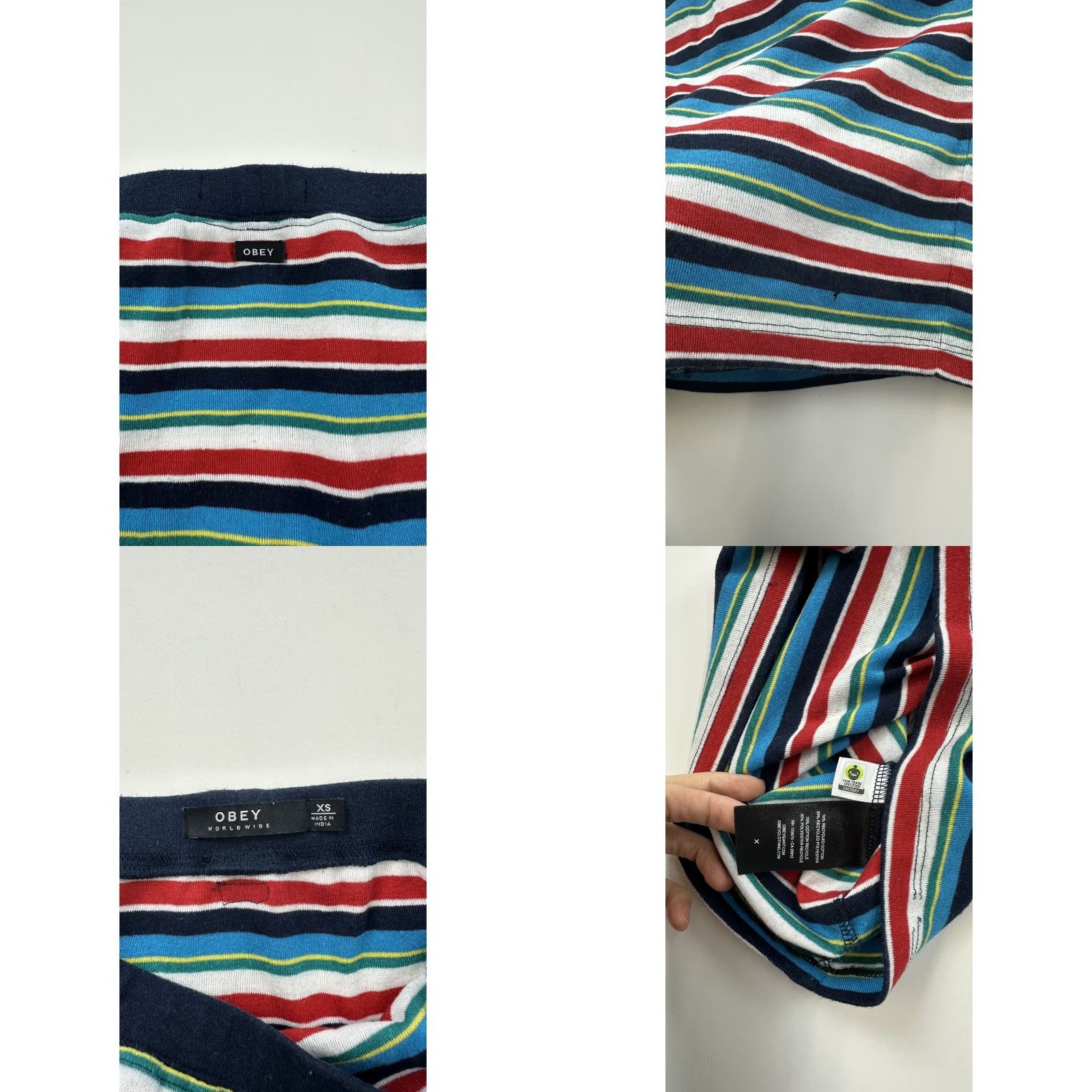 Obey VINTAGE Obey Skirt Women’s XS Striped Knit Flaws Worldwide Y2K Size 26" / US 2 / IT 38 - 8 Thumbnail