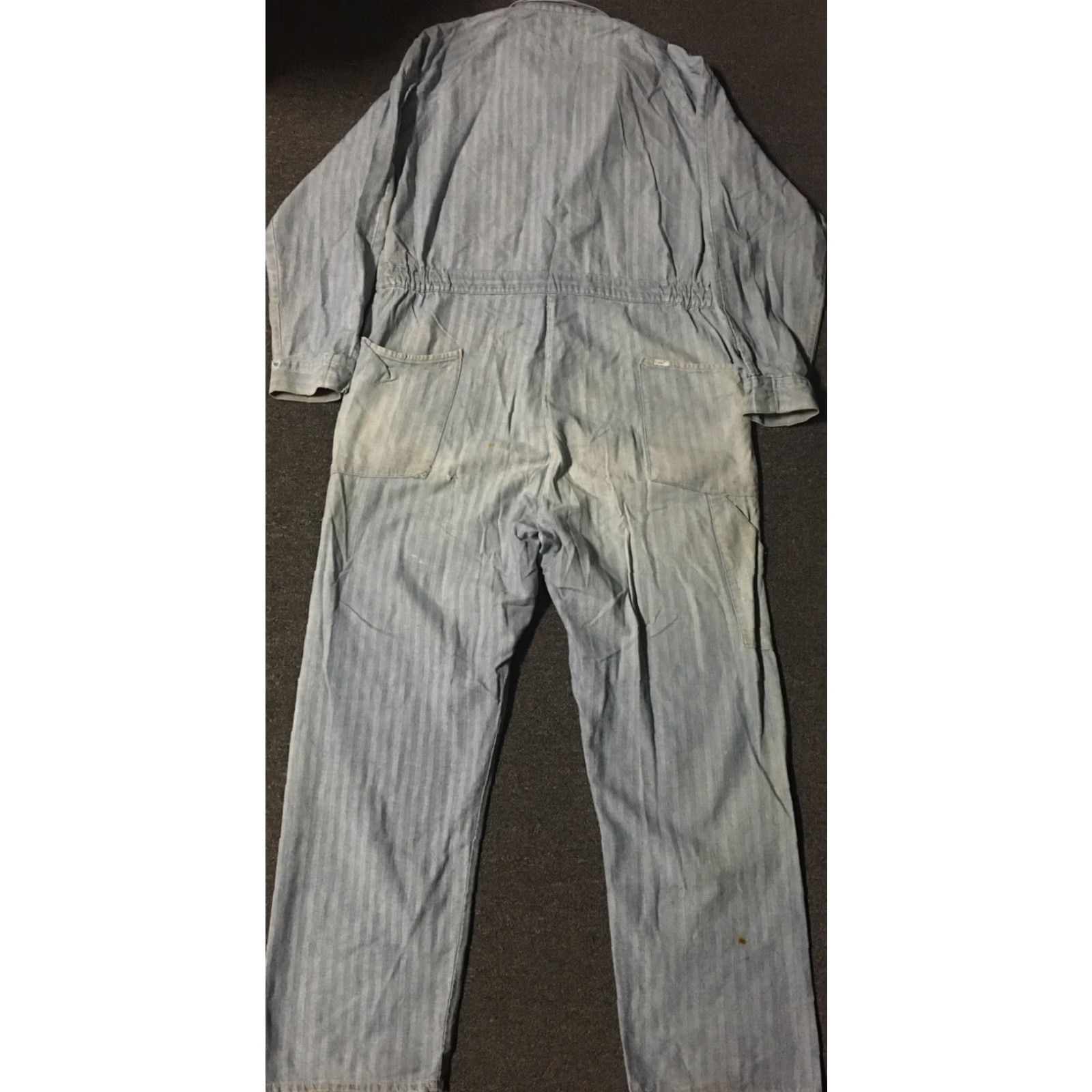 Lee VINTAGE 50s Lee Union Alls Herringbone Distressed Sanforized Coveralls Long Sleeve 100% Cotton L/XL United States Mens Womens Boys Girls Size US 33 - 6 Thumbnail