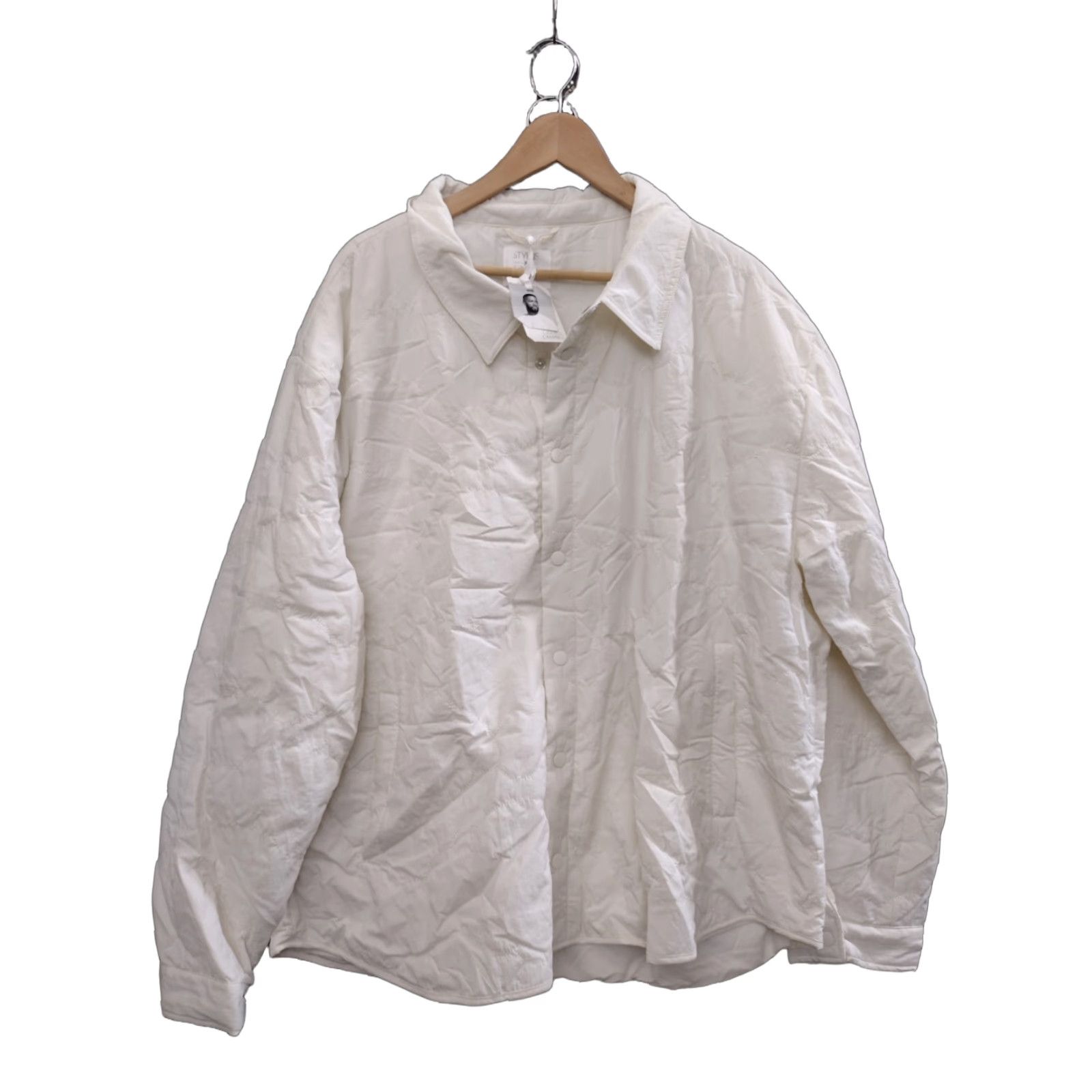 Vintage Stylus x LaDarius Campbell Men's Jacket Adult XXL Ivory Pockets Inner Nylon Snap Closure Solid Pattern Button-Down Collar Mid-Length Pockets Rain Coat Size US XXL / EU 58 / 5 - 1 Thumbnail