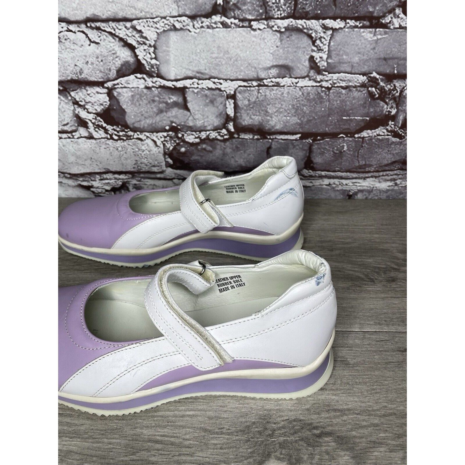 Other Halogen Purple Leather White MaryJane Strap Wedge Comfort Sh Size US 6 / IT 36 - 17 Thumbnail