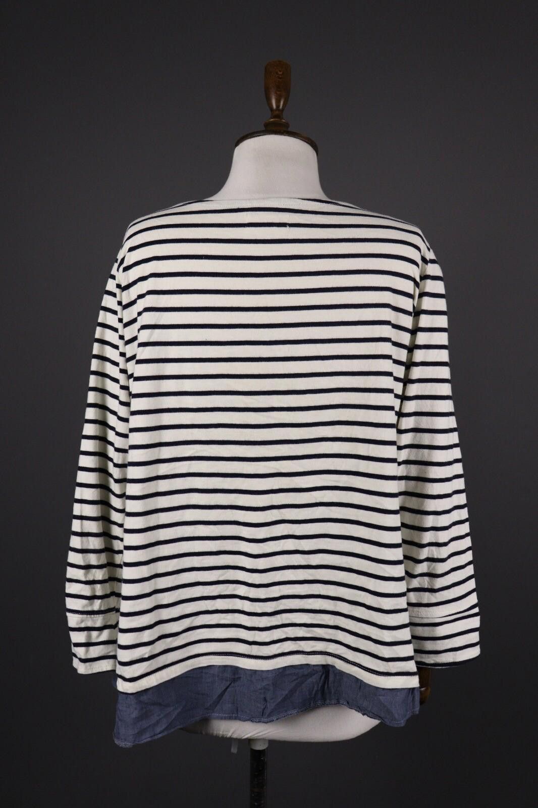 James Perse Per Se White Stripe Long Sleeve Knit Top Shirt Tunic Size L Size L / US 10 / IT 46 - 5 Thumbnail