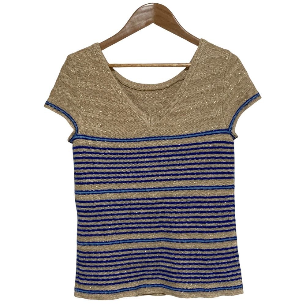 Chanel Chanel Chanel Coco Mark Stripe Lame Knit Textile Tops P60542 DUTY FREE for USA Size ONE SIZE - 1 Thumbnail