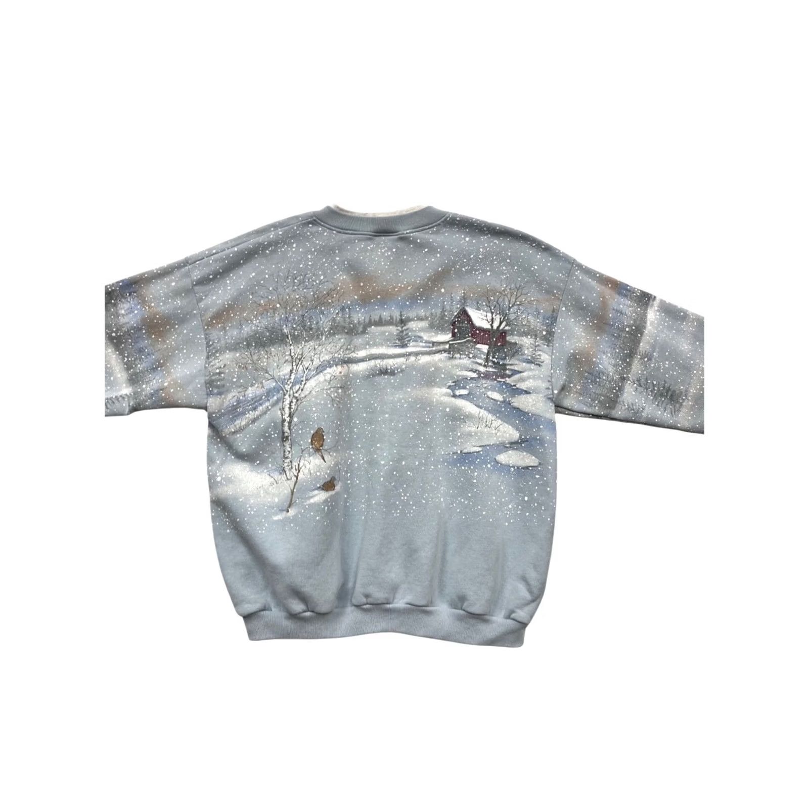 Vintage VINTAGE Artisans Cardigan Sweatshirt Womens L Gray Painted Winter Scene Button-Front Size L / US 10 / IT 46 - 2 Thumbnail