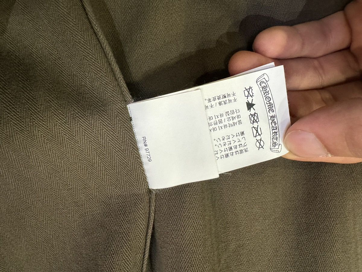 Chrome Hearts Olive & Black Leather Fleur Patch Button Up Shirt Size US L / EU 52-54 / 3 - 11 Thumbnail