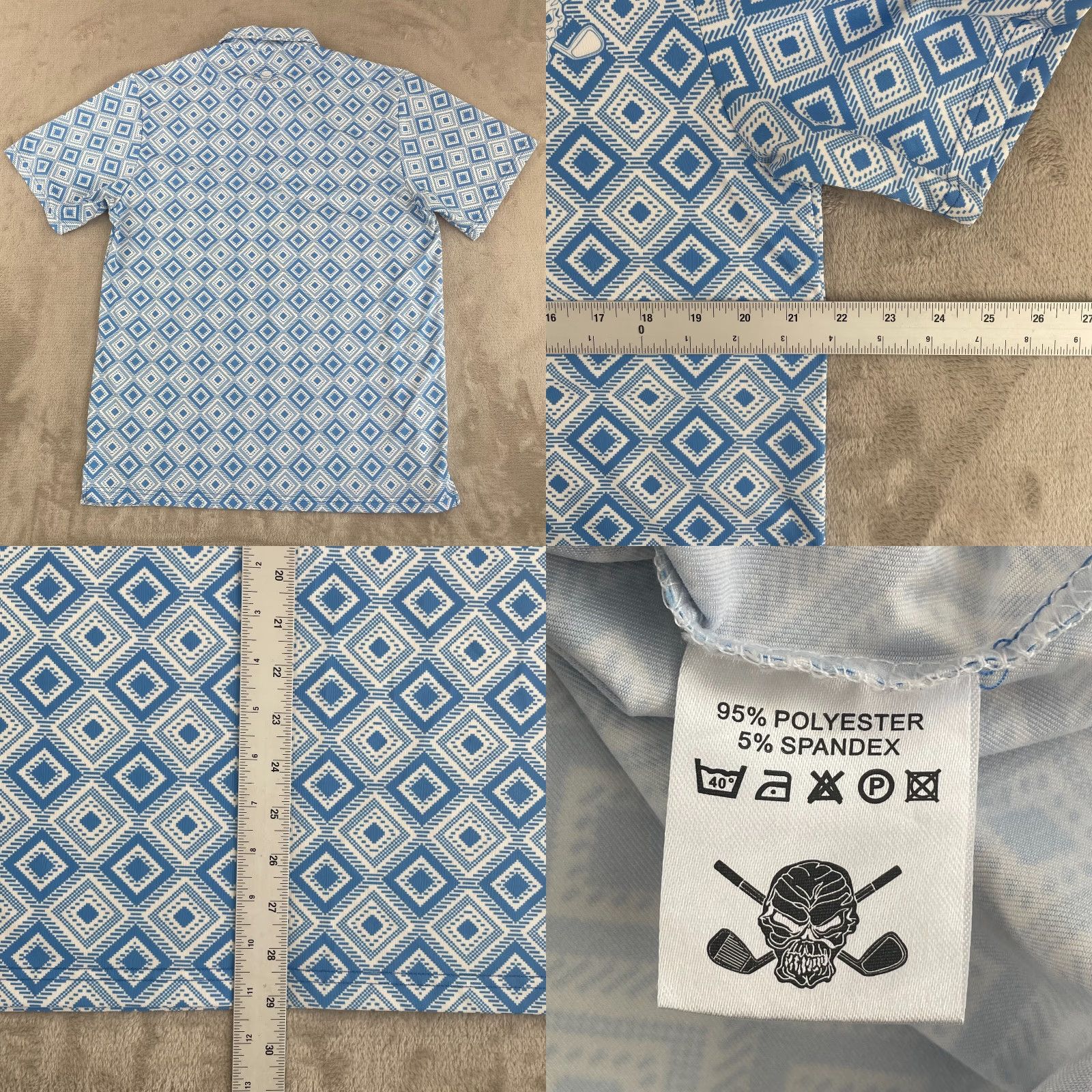 Vintage Tattoo Golf Polo Shirt Men Medium Blue Geometric Short Sleeve NWOT Size US M / EU 48-50 / 2 - 8 Thumbnail