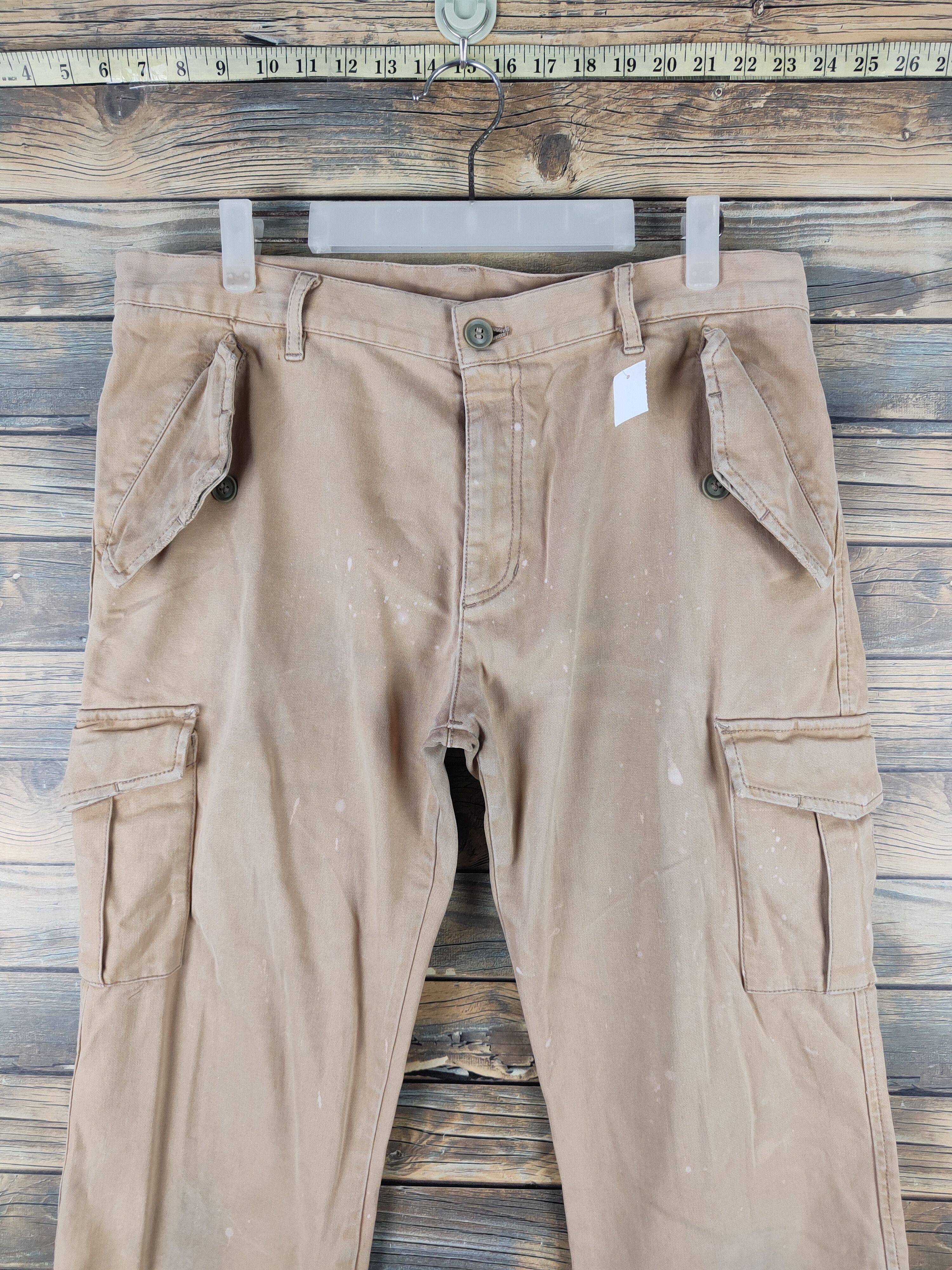Japanese Brand DL Boycott Beige Multipocket Cargo Pants #2367 Size US 32 / EU 48 - 2 Thumbnail