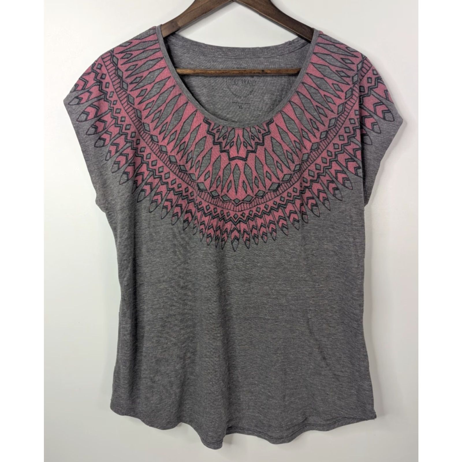 Lucky Brand VINTAGE Lucky Brand Womens Gray Pink Aztec Printed Boho Sleeveless Blouse Shirt XL Size XL / US 12-14 / IT 48-50 - 2 Thumbnail