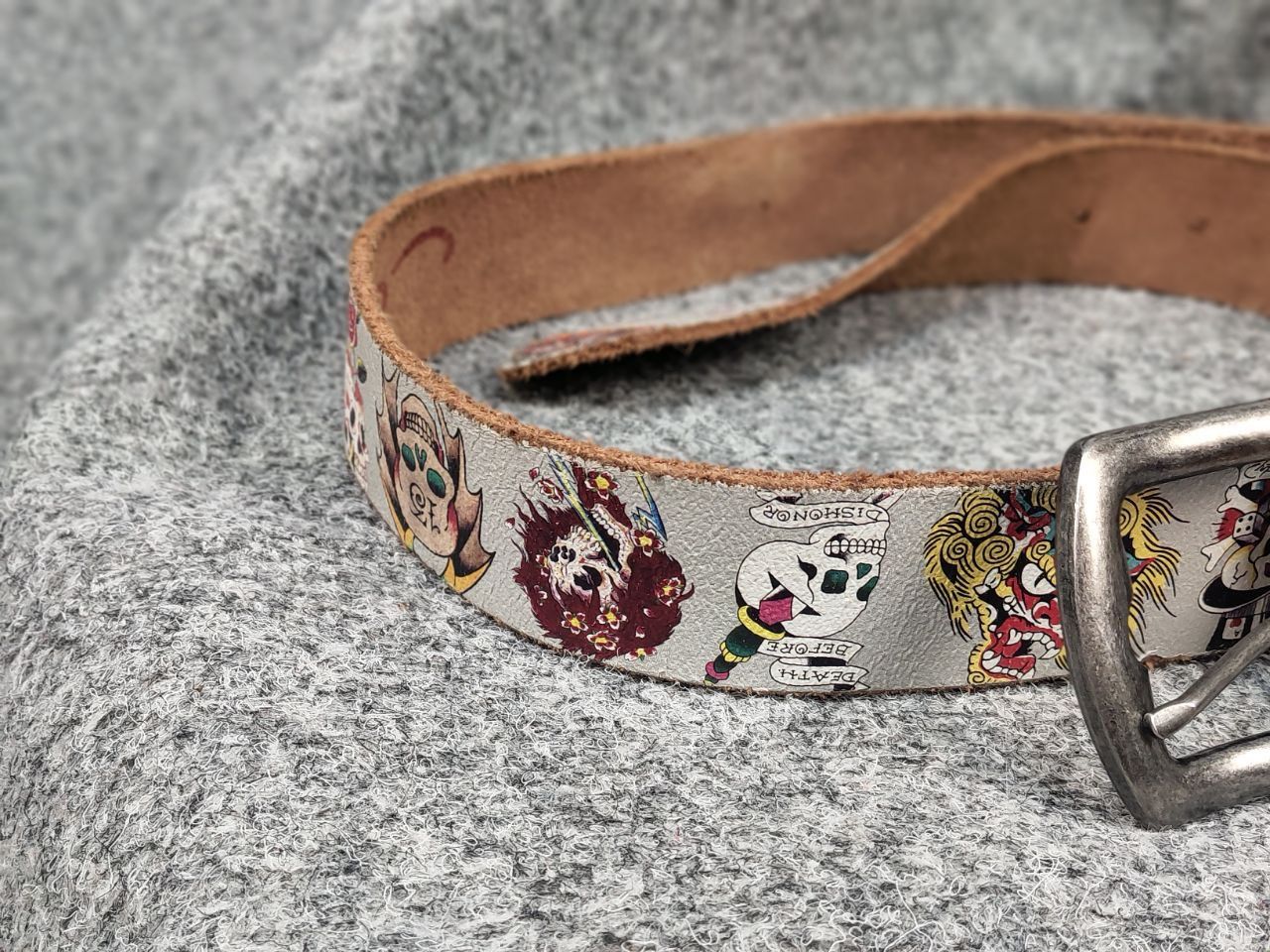 Ed Hardy Vintage Ed Hardy Multi Logo Brown Leather Belt Y2K Style Size ONE SIZE - 4 Thumbnail