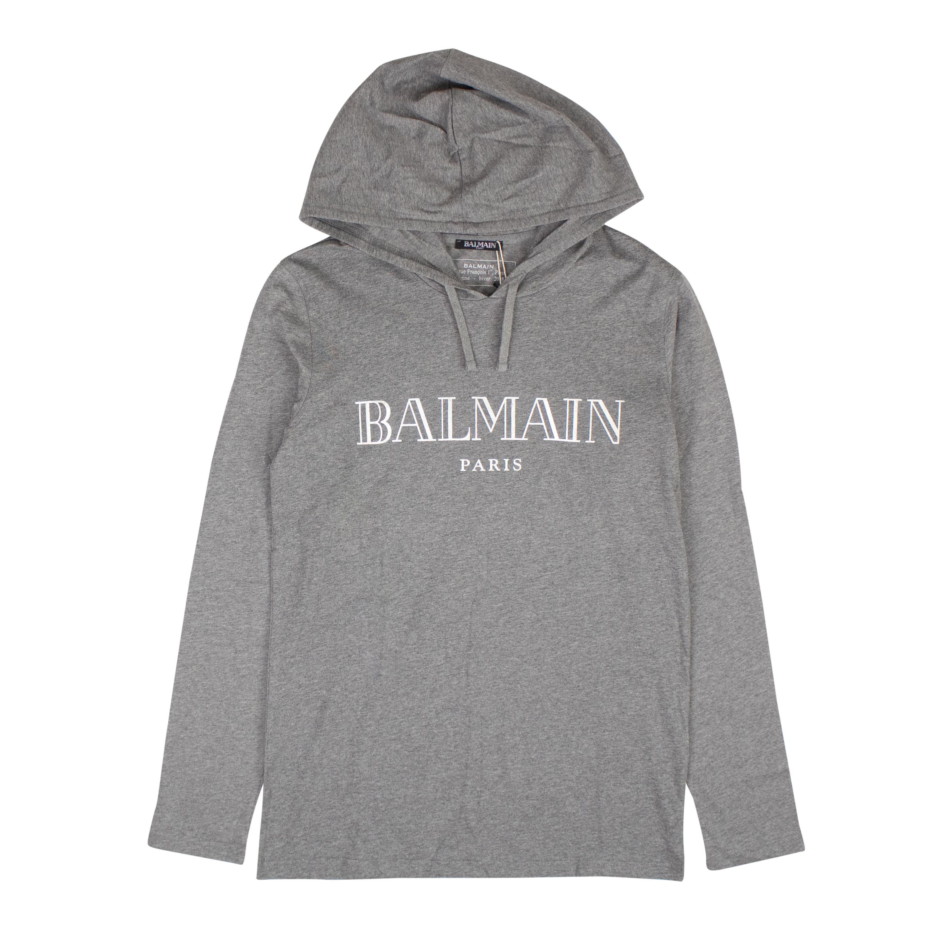 image of Balmain Grey Logo Hoodie Size Xs, Men's