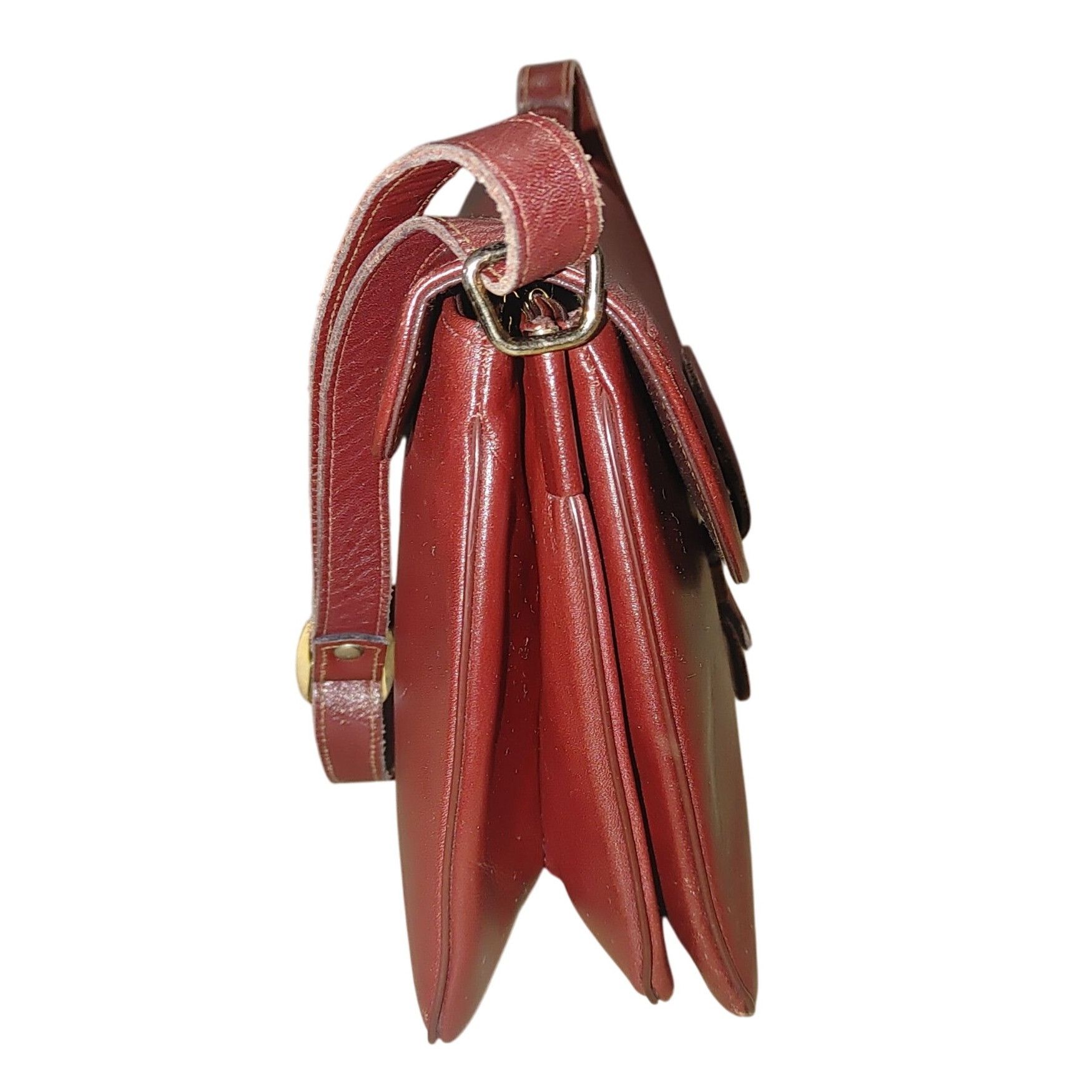 Other Etra Burgundy Leather Shoulder Bag Vintage Flap Closure Adju Size ONE SIZE - 3 Thumbnail