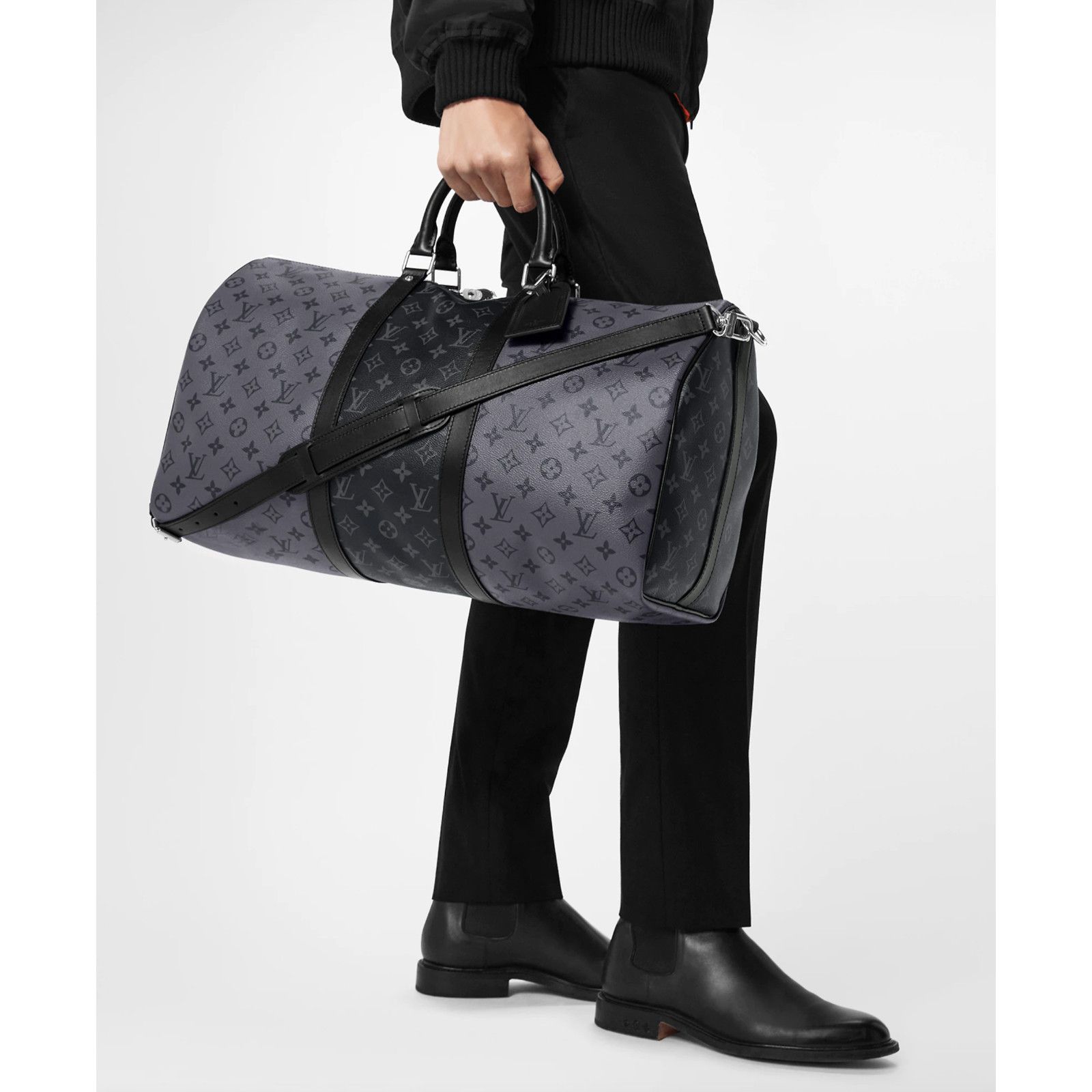Louis Vuitton Louis Vuitton 50 Monogram Eclipse Grey LV Weekend Travel Bag Size ONE SIZE - 3 Thumbnail