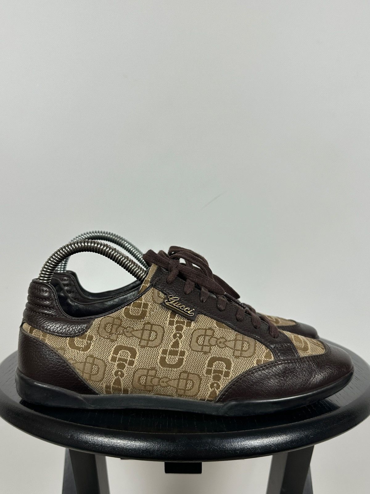 Gucci Gucci GG Monogram Leather/Canvas Lace Up Low Sneakers Size US 6 / IT 36 - 3 Thumbnail