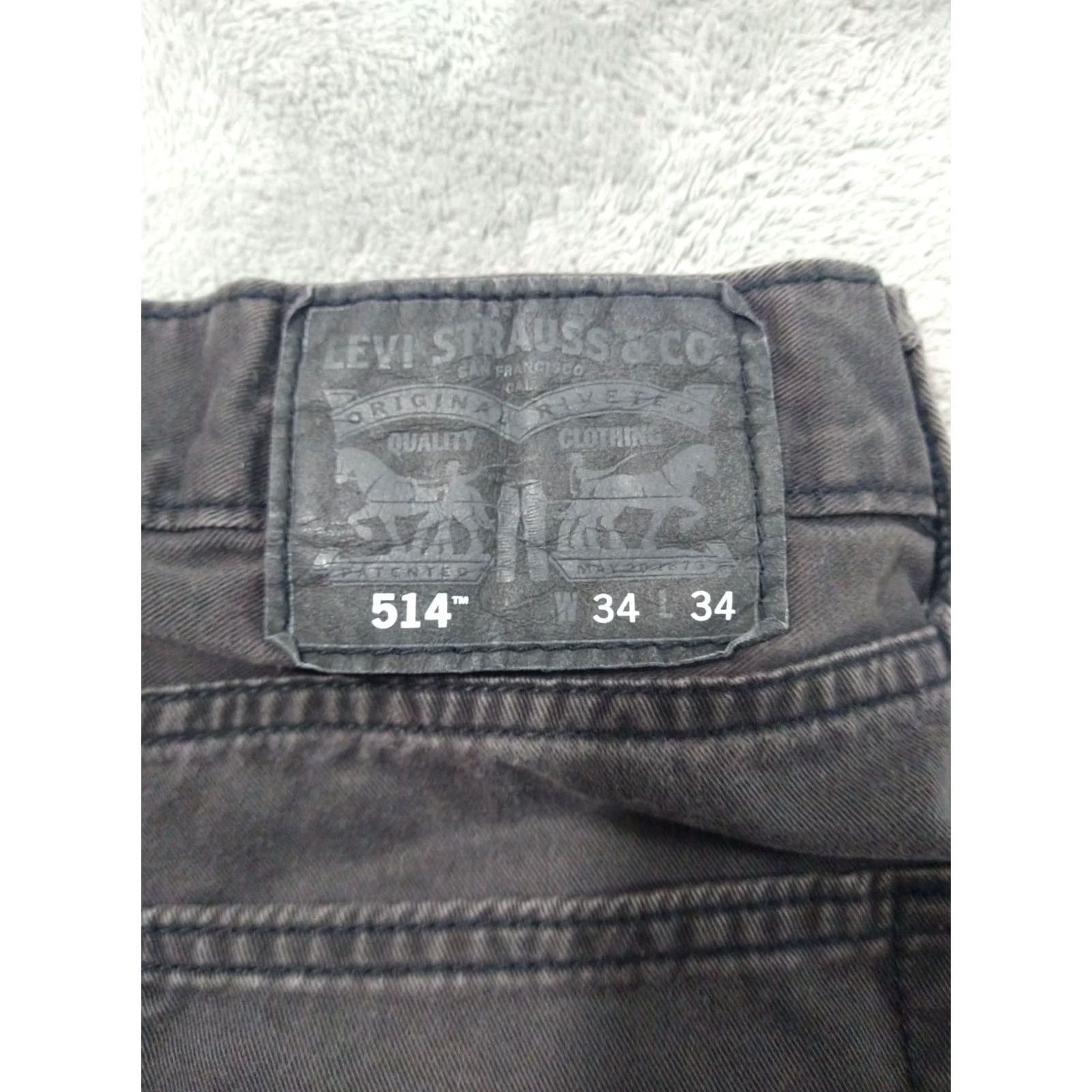 Levi's Levi's 514 Jeans Mens 34x34 Black Denim Slim Straight Mid Rise Dark Wash Stretch Size US 34 / EU 50 - 7 Thumbnail