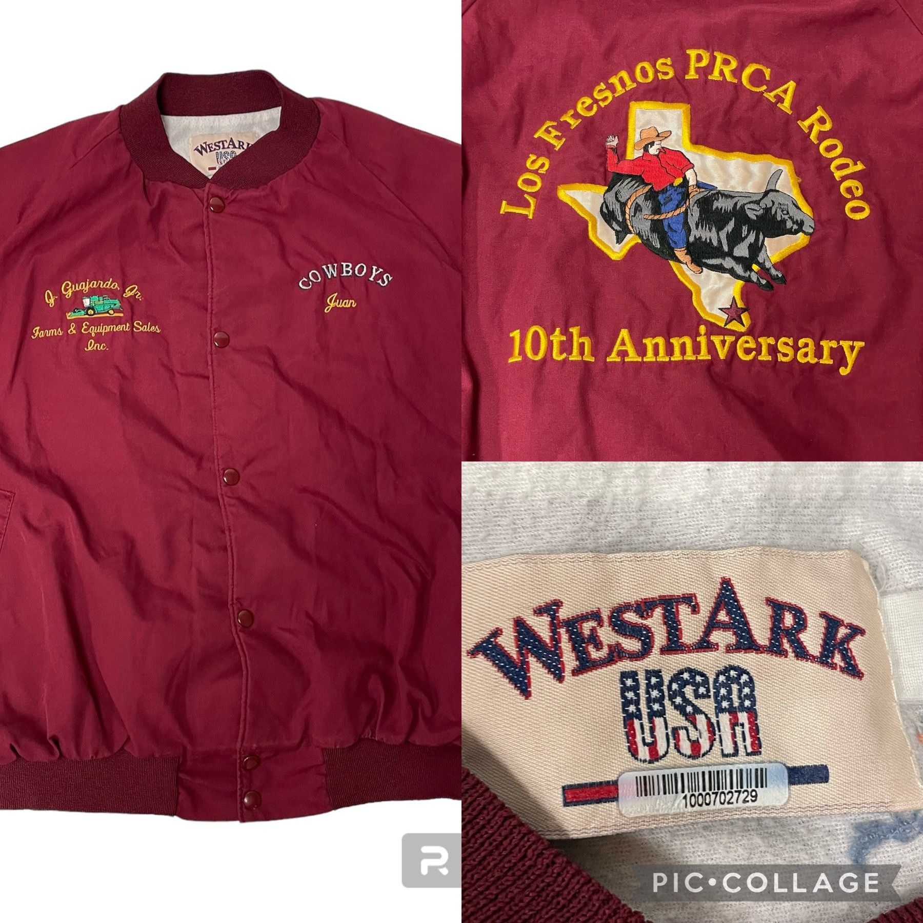 image of Unkwn 90's Westark Maroon Cowboy Los Fresnos Prca Rodeo Windbreaker, Men's (Size Large)