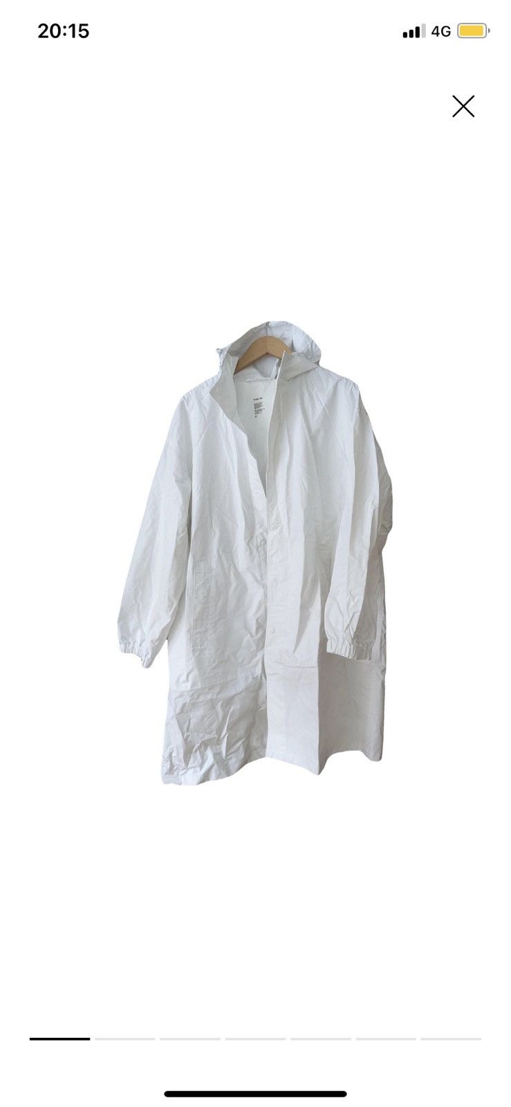 image of Helmut Lang White Hooded Raincoat, Men's (Size Large)