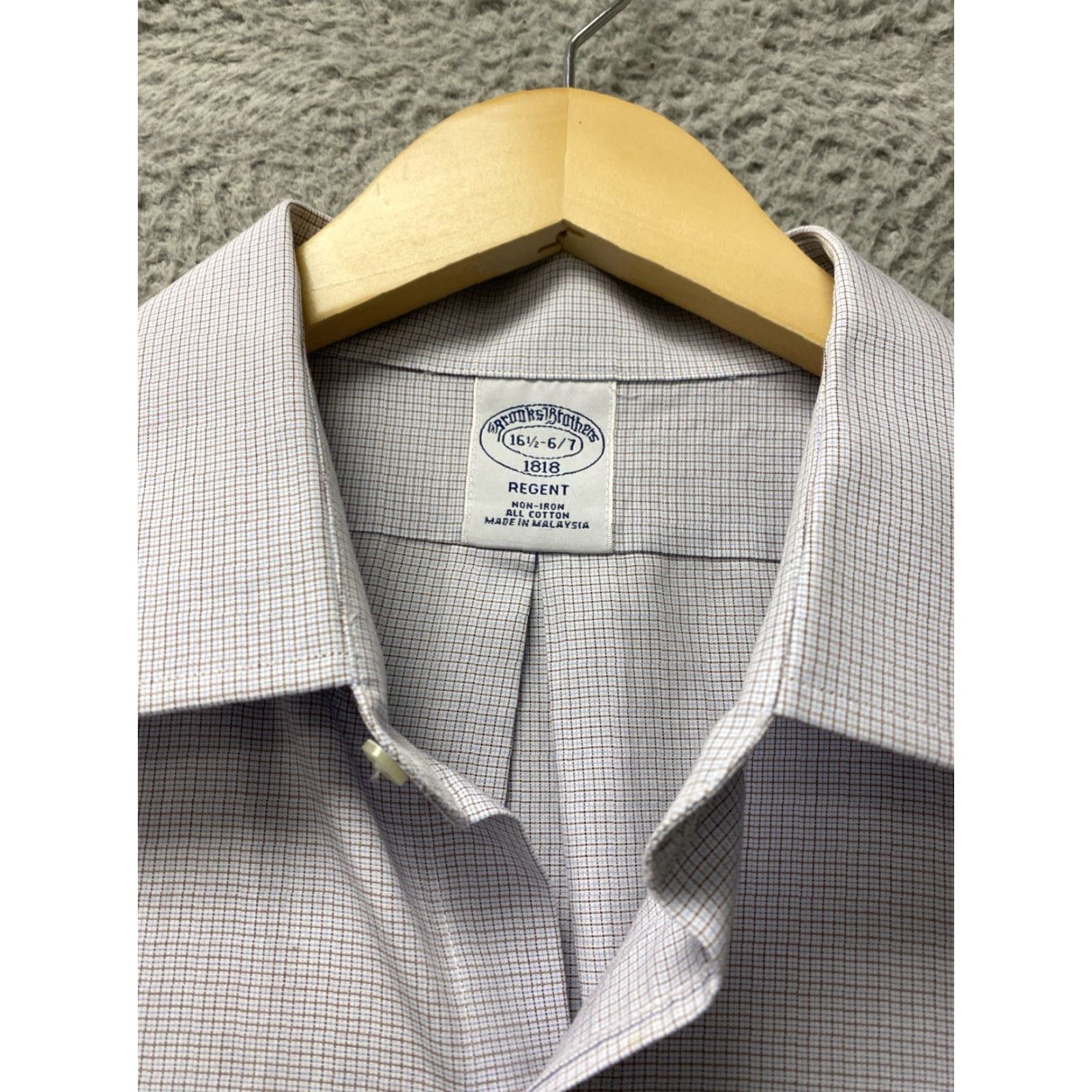 Brooks Brothers VINTAGE Brooks Brothers Regent Check Dress Shirt 16.5 Long Sleeve White Cotton Classic Fit Mens Size 42R - 3 Thumbnail