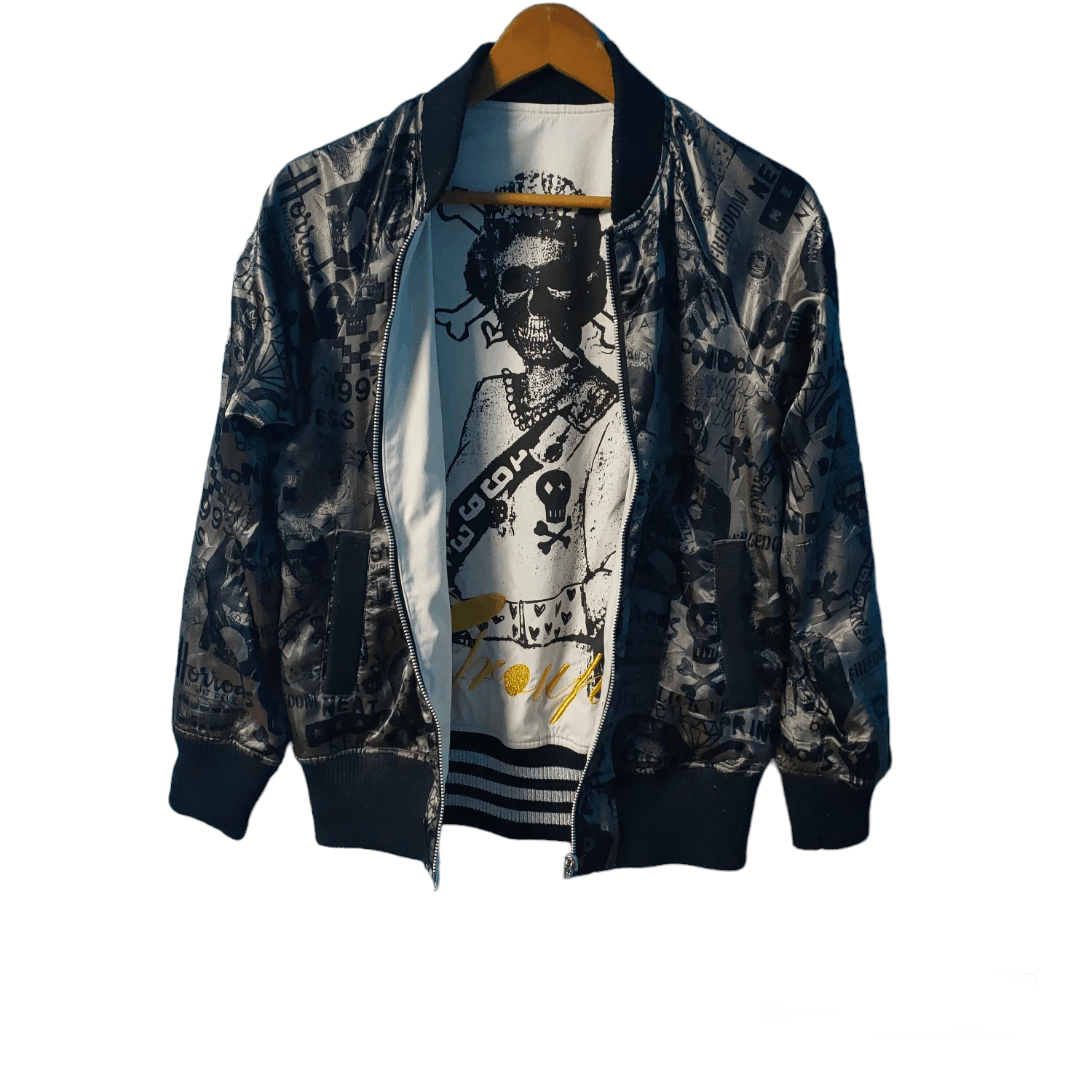 image of Vintage World Wide Love Reversible Jacket in Black/White, Men's (Size Medium)