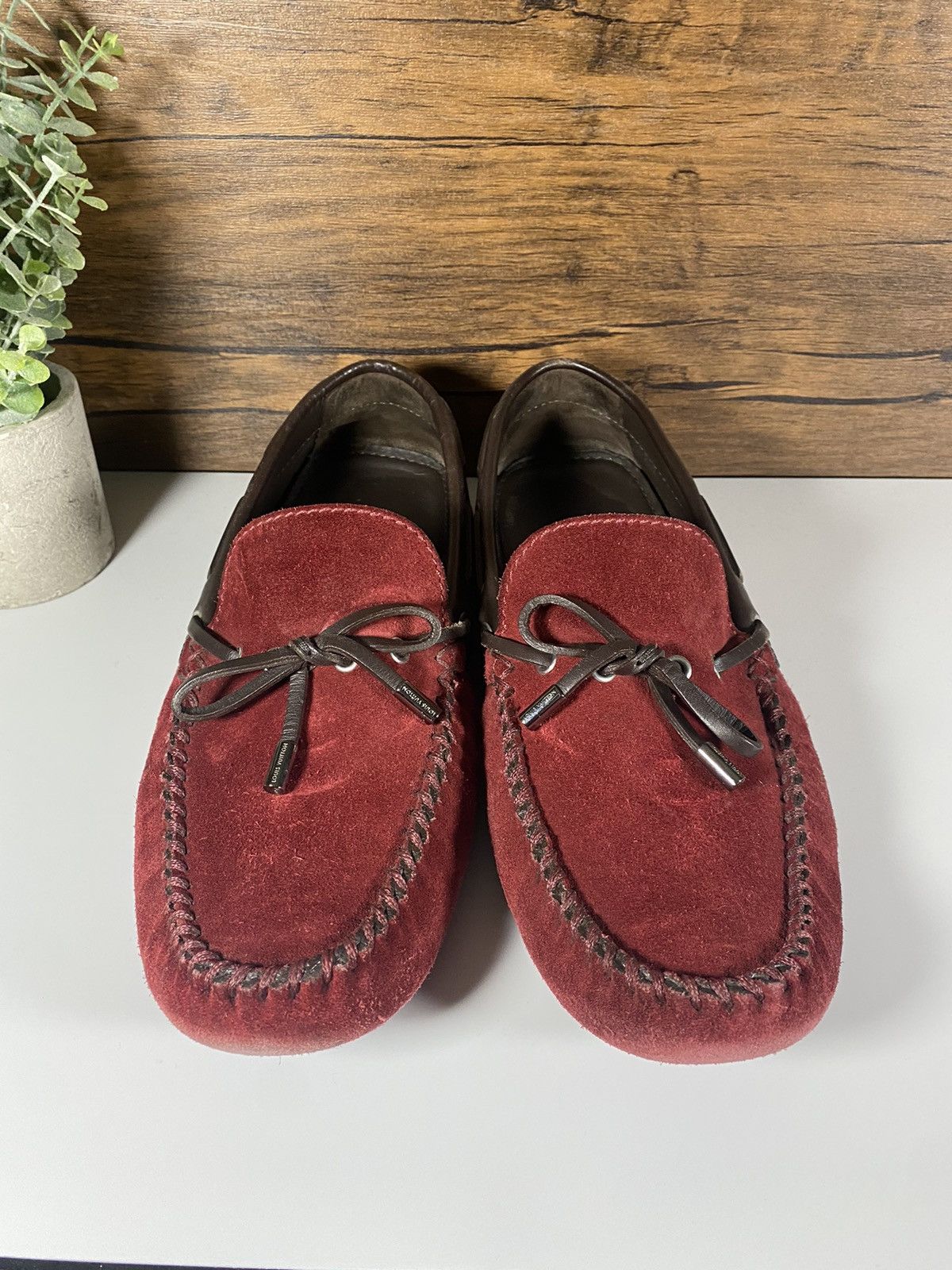 image of Louis Vuitton Burgundy Loafers Size Us10.5, Men's