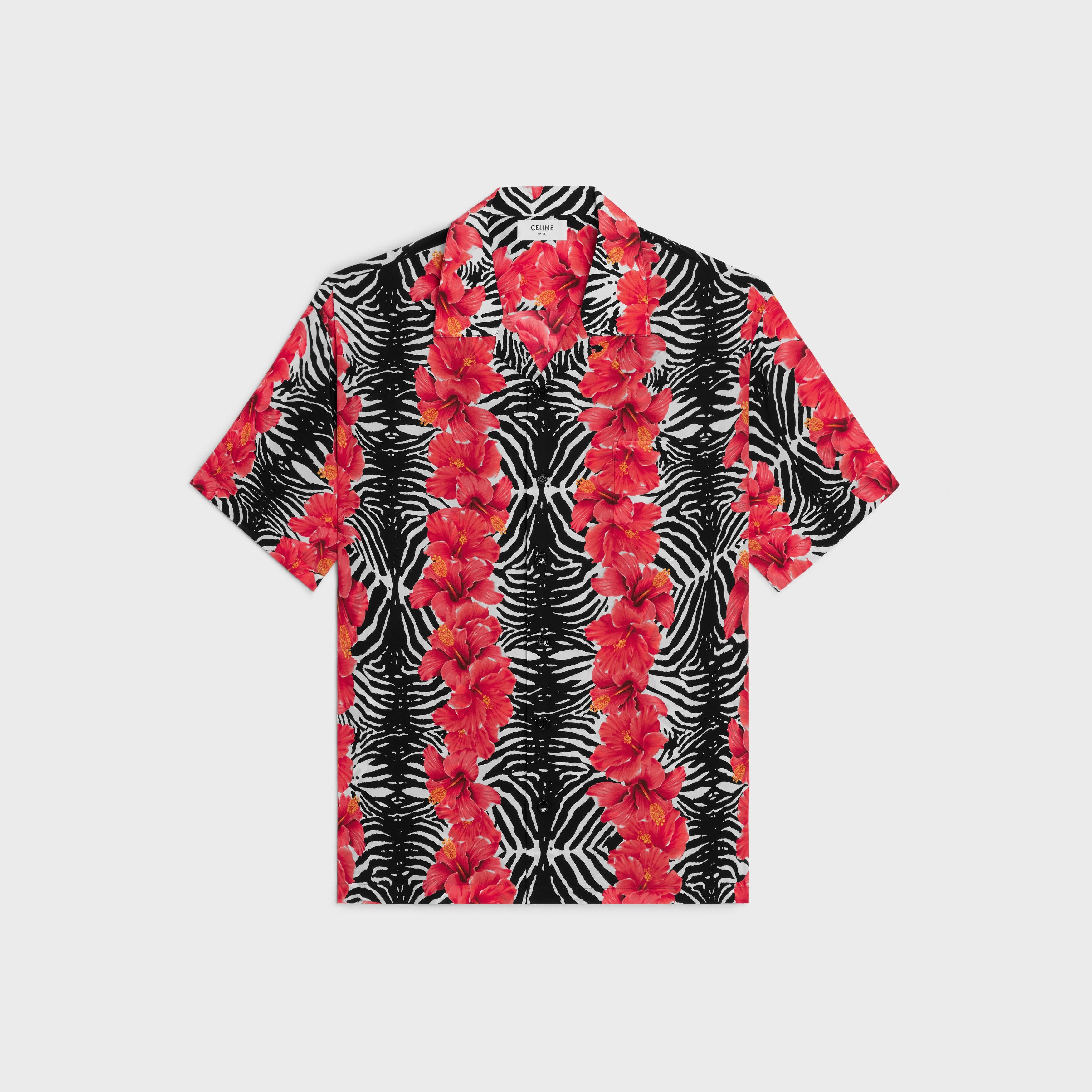 Celine o1bcso1str0925 2C946192Y Hawaiian Shirt in Craie/Noir/Rogue Size US M / EU 48-50 / 2 - 1 Thumbnail