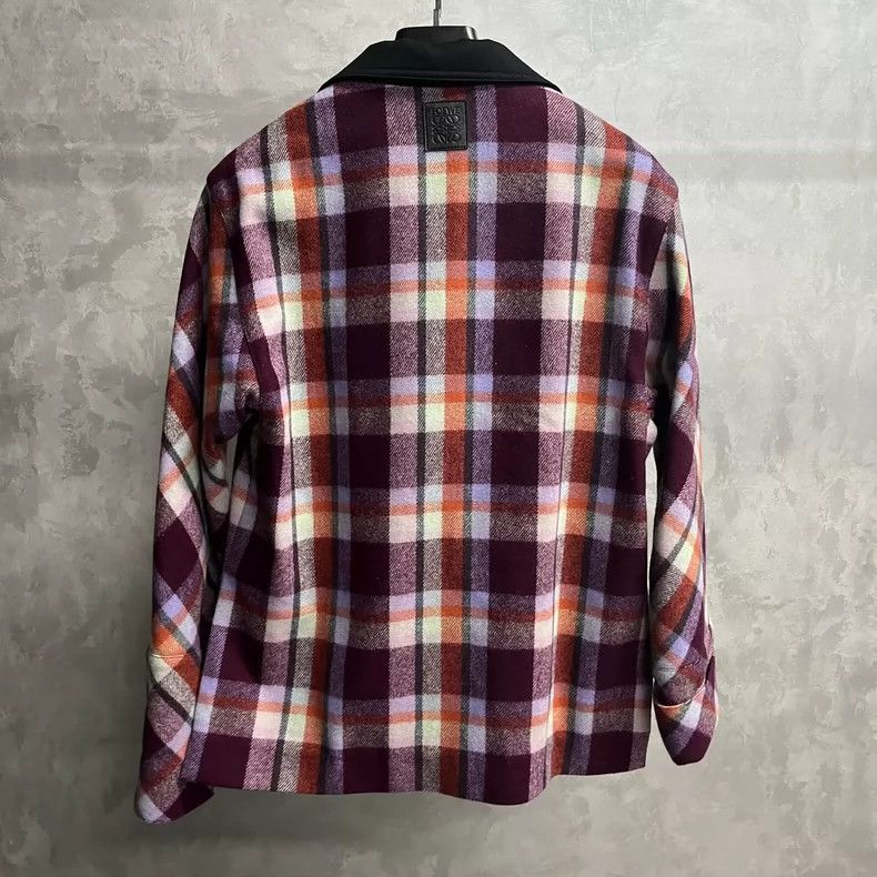 Loewe LOEWE White and red checkered flannel stand collar pocket Size XS / US 0-2 / IT 36-38 - 2 Thumbnail