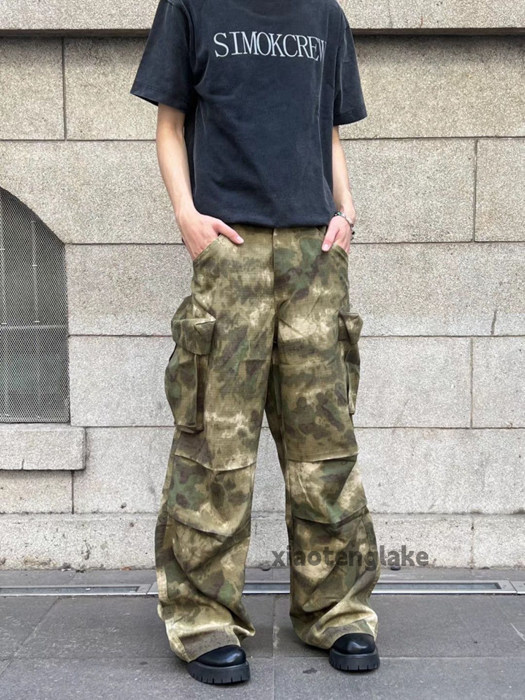 Designer × Vintage utility military loose baggy pleated camo cargo pants Size US 34 / EU 50 - 4 Thumbnail