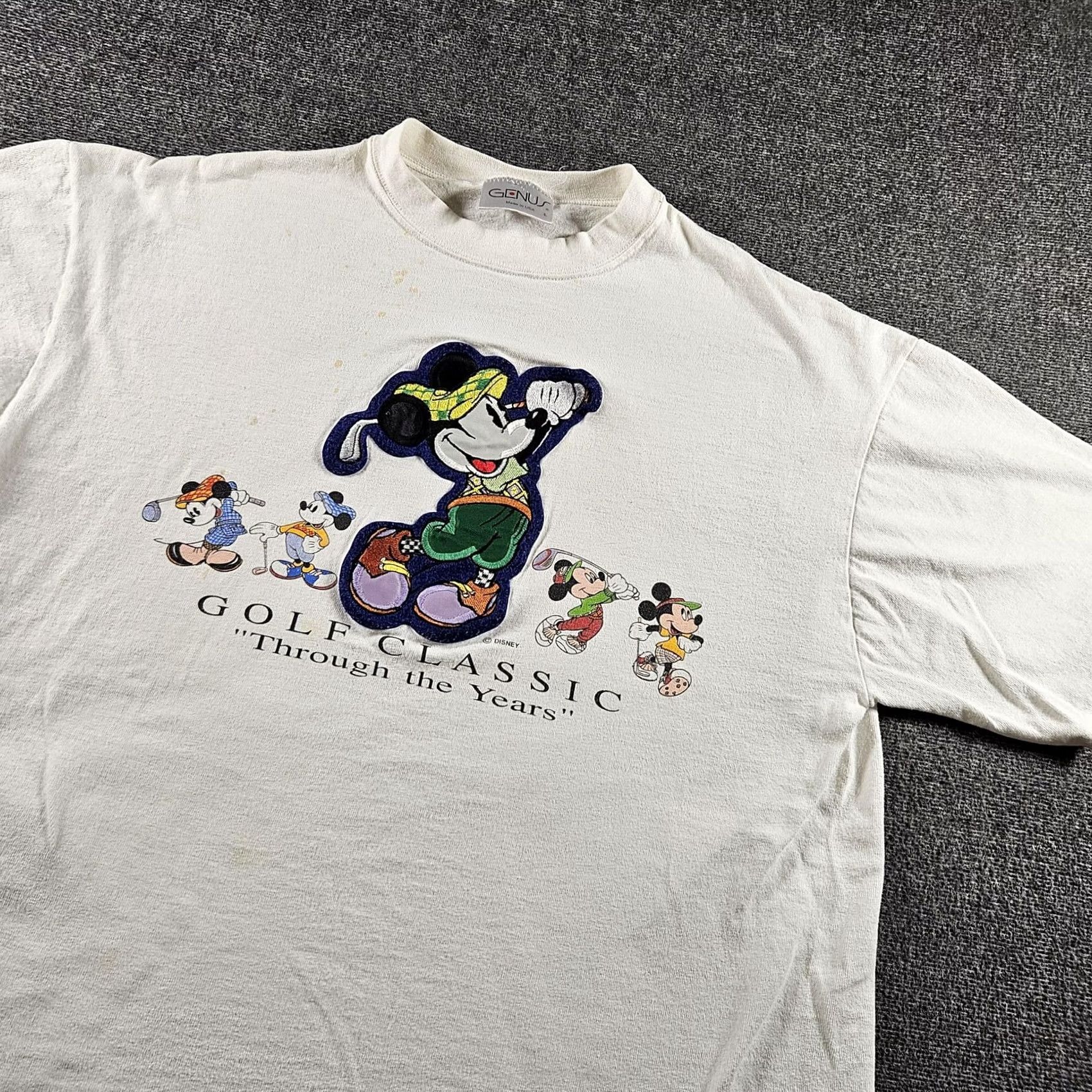 Disney VINTAGE Mickey Mouse Golf Classic Shirt Mens L White GENUS 90s Disney Graphics Mock Neck Short Sleeve Cotton Jersey Embroidered Fits Regular Men Size US L / EU 52-54 / 3 - 3 Thumbnail
