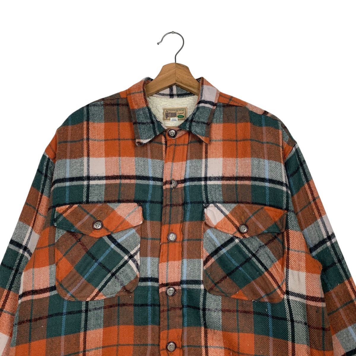 Vintage ACTIVE SCENE Outdoor Wear Check Flannel Jacket #2836-C128 Size US M / EU 48-50 / 2 - 2 Thumbnail