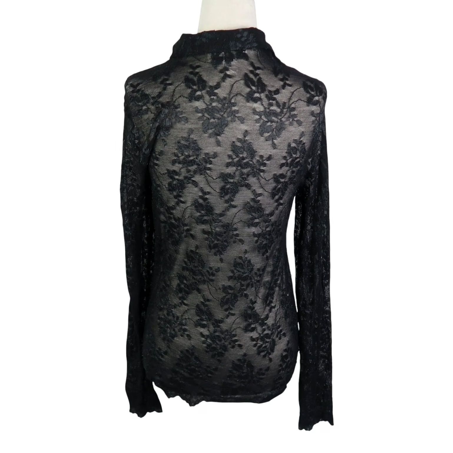 Vintage VINTAGE Versailles Black Sheer Floral Lace Button Down Blouse Top S Womens 90s Size S / US 4 / IT 40 - 4 Thumbnail
