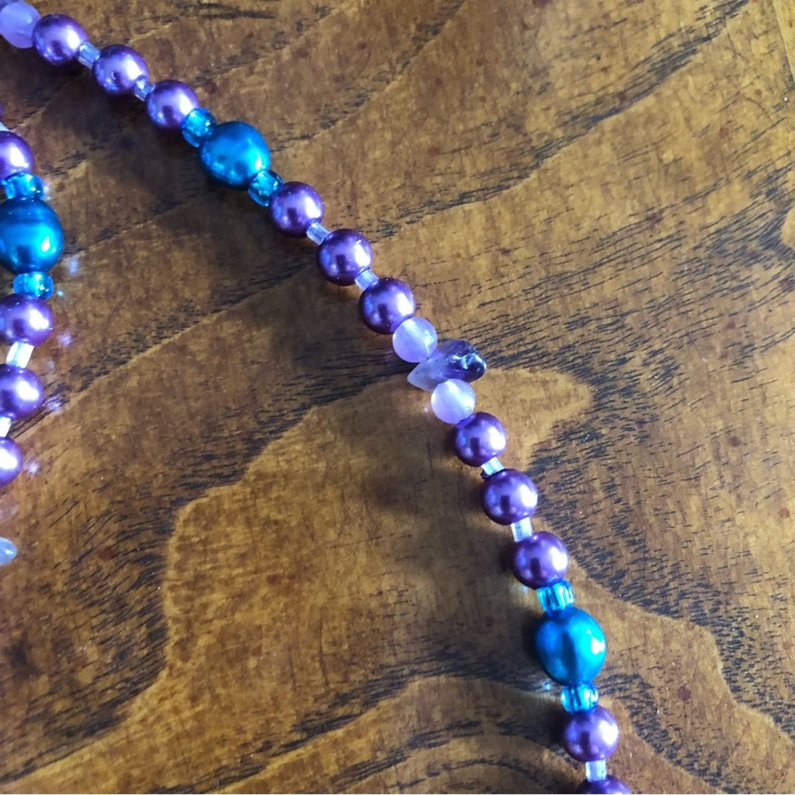 Handmade Handcrafted fresh water peacock blue pearl necklace Size ONE SIZE - 10 Thumbnail