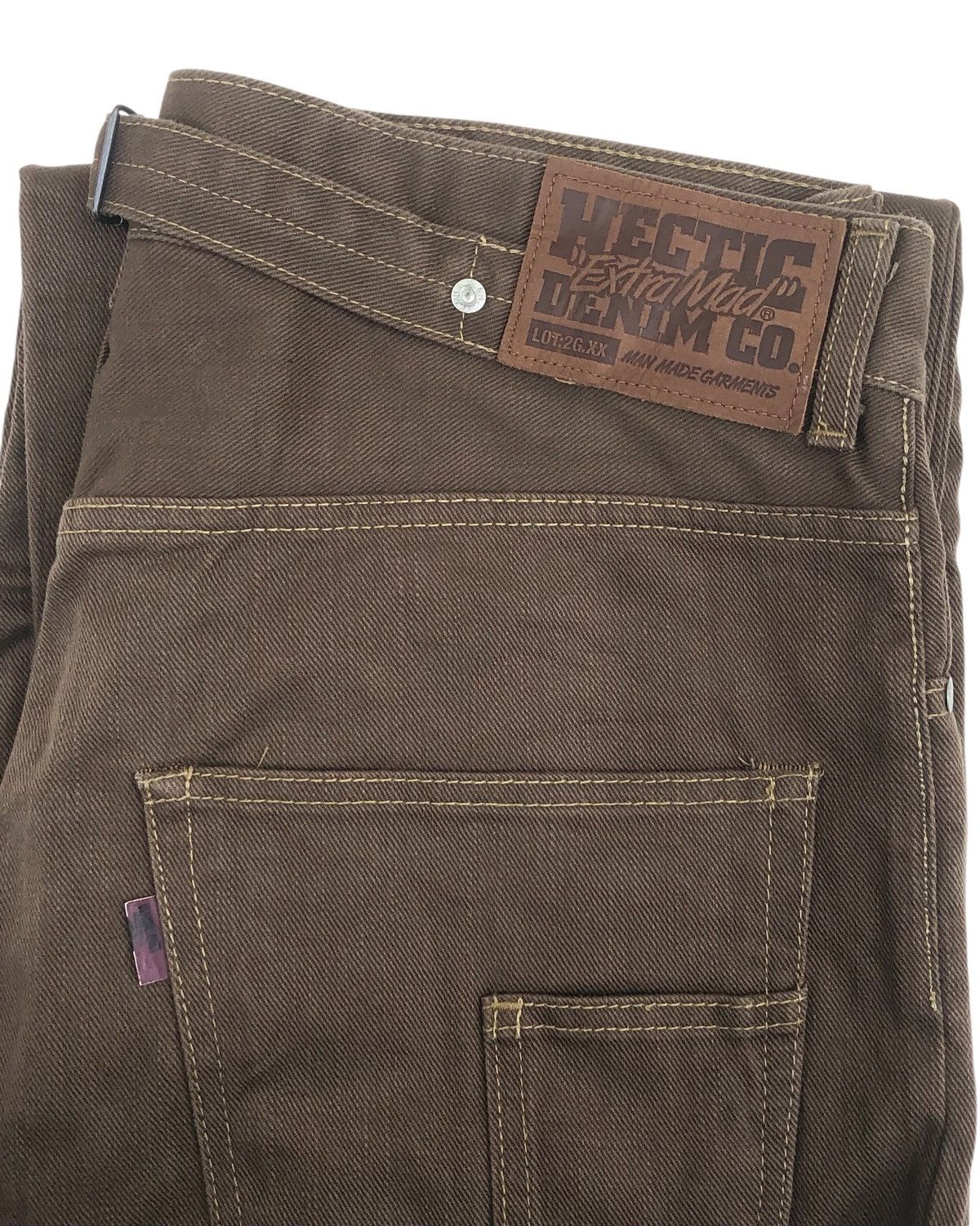 realmad HECTIC 2000s MadHectic “Extra Mad” Buckle Back Brown Jeans Size US 33 - 3 Thumbnail