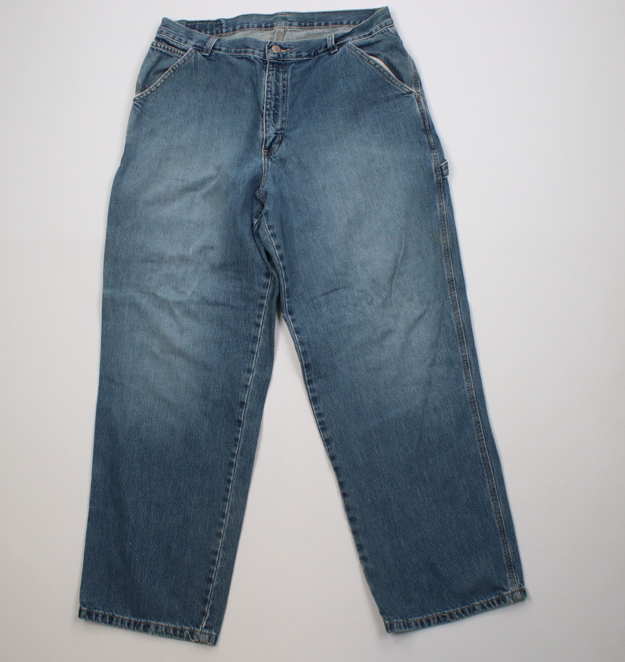 Vintage Vintage 90s Streetwear Wide Leg Dungaree Denim Jeans Blue Size US 34 / EU 50 - 1 Thumbnail