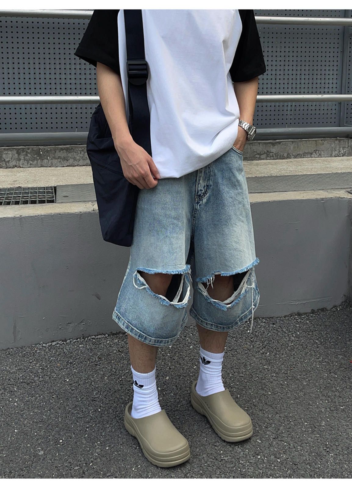 Jean × Vintage Men's Distressed Denim Shorts, Ripped Baggy Jean Shorts Size US 30 / EU 46 - 3 Thumbnail