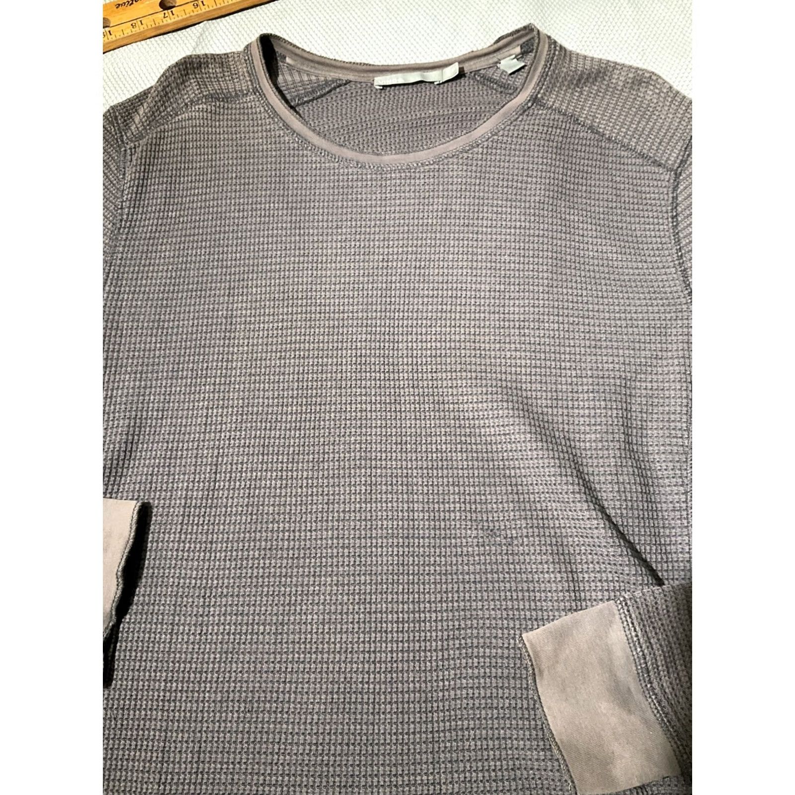 Vince Vince Shirt Mens M Gray Grunge Sun Fade Waffle Thermal Minimalist Luxury Size US M / EU 48-50 / 2 - 3 Thumbnail