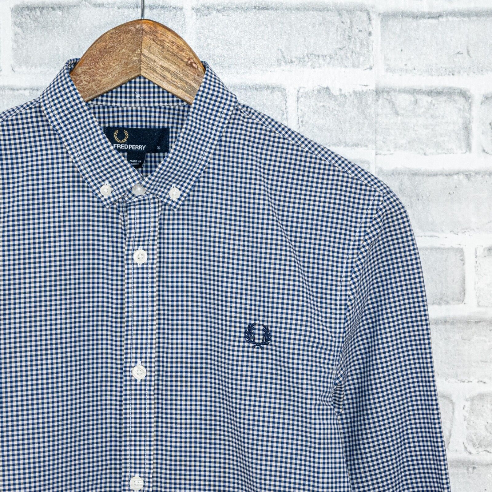 Fred Perry FRED PERRY Men's Blue Gingham check Button Down Shirt bottom Size US S / EU 44-46 / 1 - 2 Thumbnail