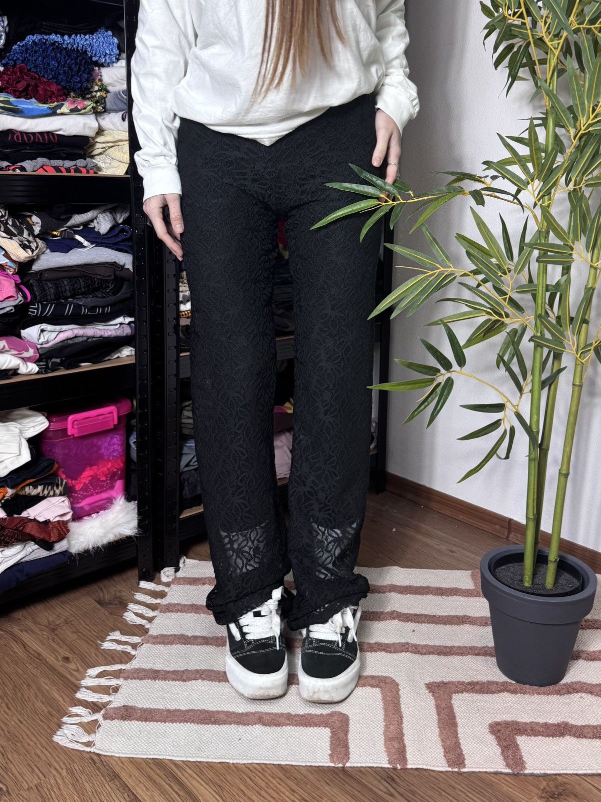 Japanese Brand × Vintage GUIPURE LACE RUCHES MESH FLARE PANTS Size 26" / US 2 / IT 38 - 7 Thumbnail