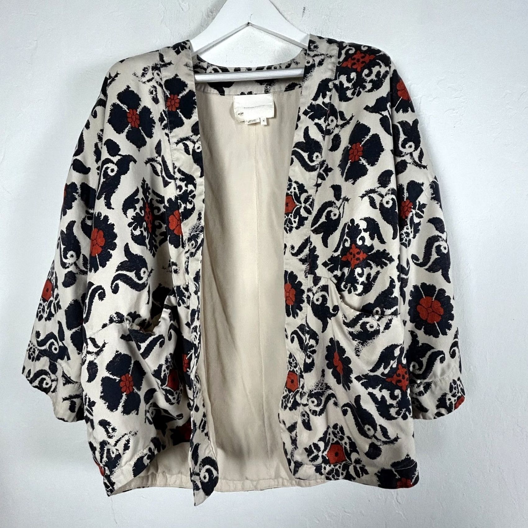 Anthropologie Anthropologie Women's Eleanor Kimono Jacket Open Front Boho Cream Size Small Size S / US 4 / IT 40 - 2 Thumbnail