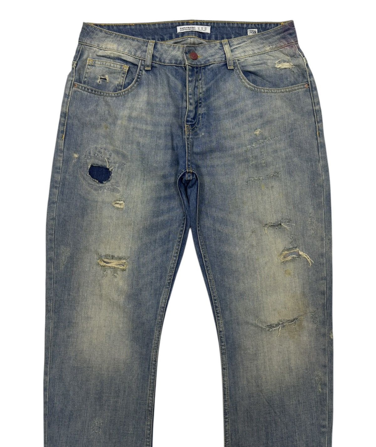 If Six Was Nine VINTAGE DISTRESSED DENIM ZARA BAGGY WIDE JEANS Size US 34 / EU 50 - 3 Thumbnail