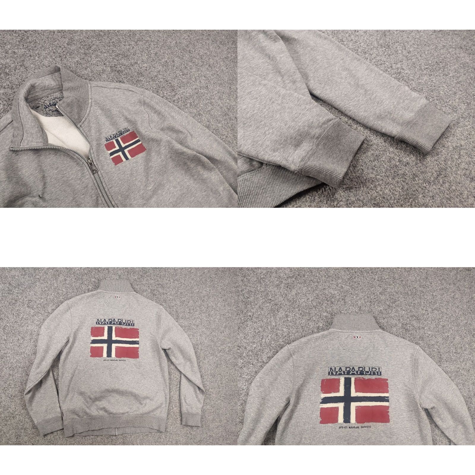 Napapijri Napapijri Balys Full Gray Big Logo Full Zip up Cotton Pullover Sweatshirt M Mens Gray Logo 90s Designer Size US M / EU 48-50 / 2 - 8 Thumbnail