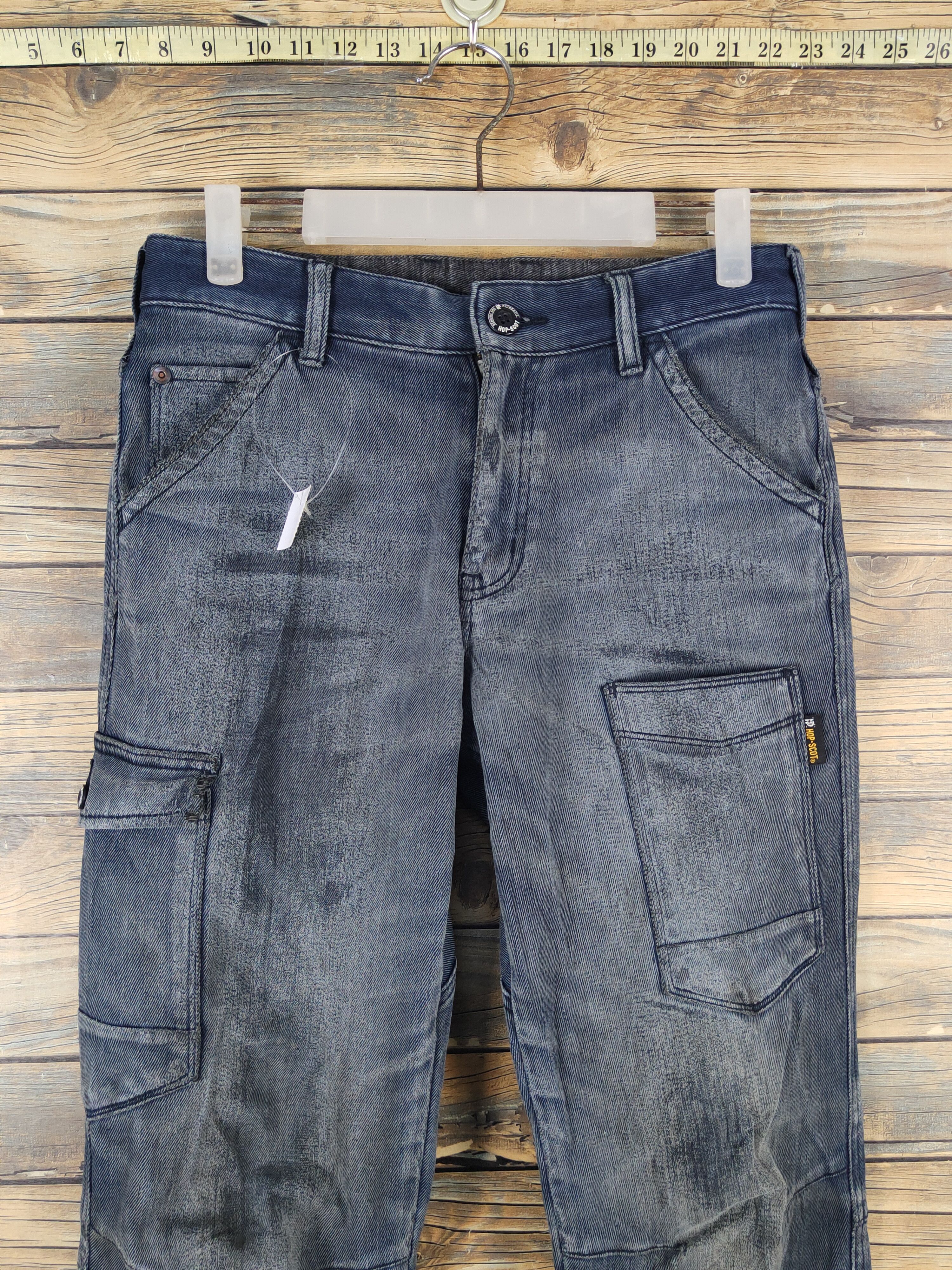Japanese Brand Hop-Scot Dark Blue Faded Distressed Ripped Jeans #W1983 Size US 30 / EU 46 - 2 Thumbnail