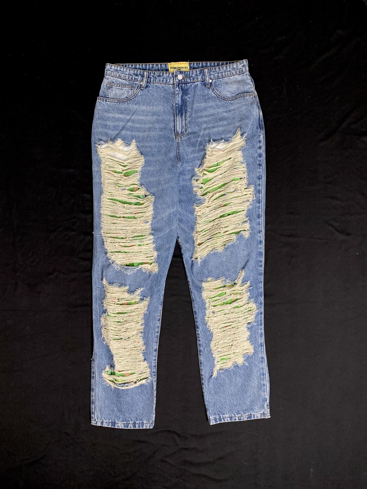 Japanese Brand Deadstock Michael Jaejoon Kim Shredded Distressed Denim Jean Size US 32 / EU 48 - 1 Thumbnail