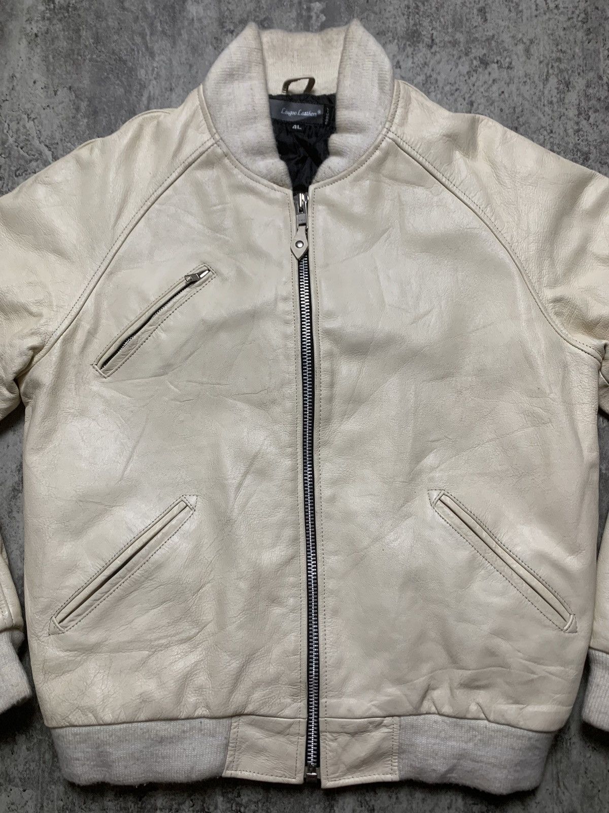 Avirex Broken White Liugoo Leather Bomber Jacket Size US XXL / EU 58 / 5 - 4 Thumbnail