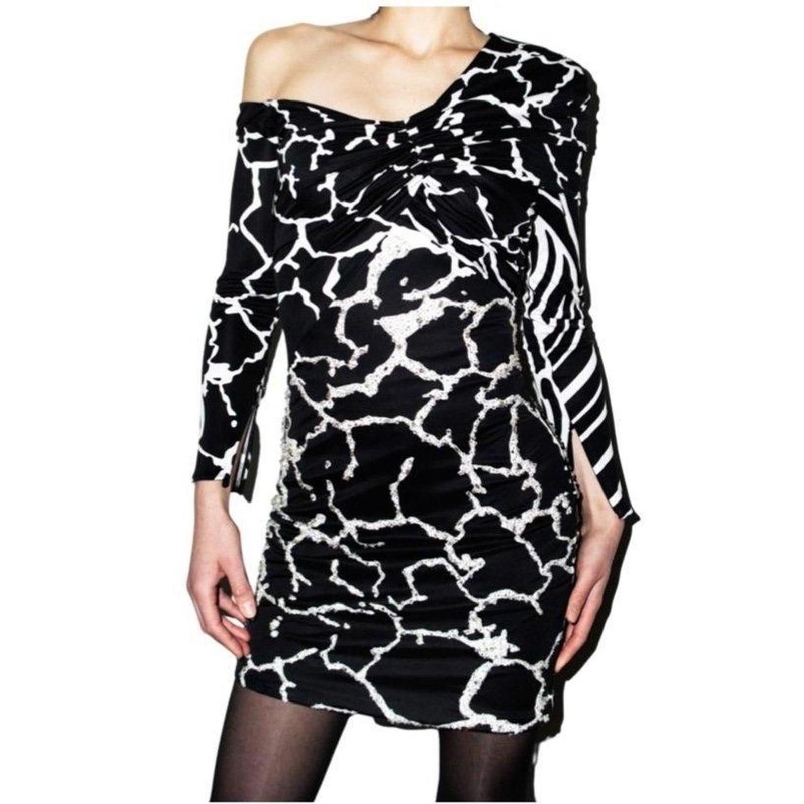 ワンピース VERSACE Printed Stretch Crepe One-Shoulder Dress VERSACE Printed stretch crepe one-shoulder dress