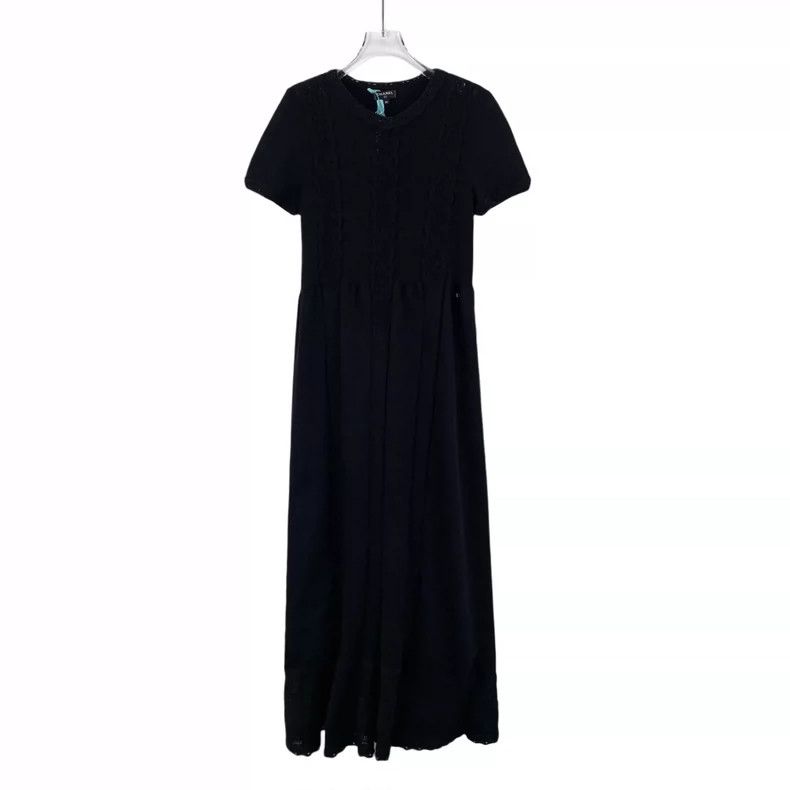 Chanel Chanel Black logo embroidered cotton round-neck short-sleev Size XS / US 0-2 / IT 36-38 - 1 Thumbnail