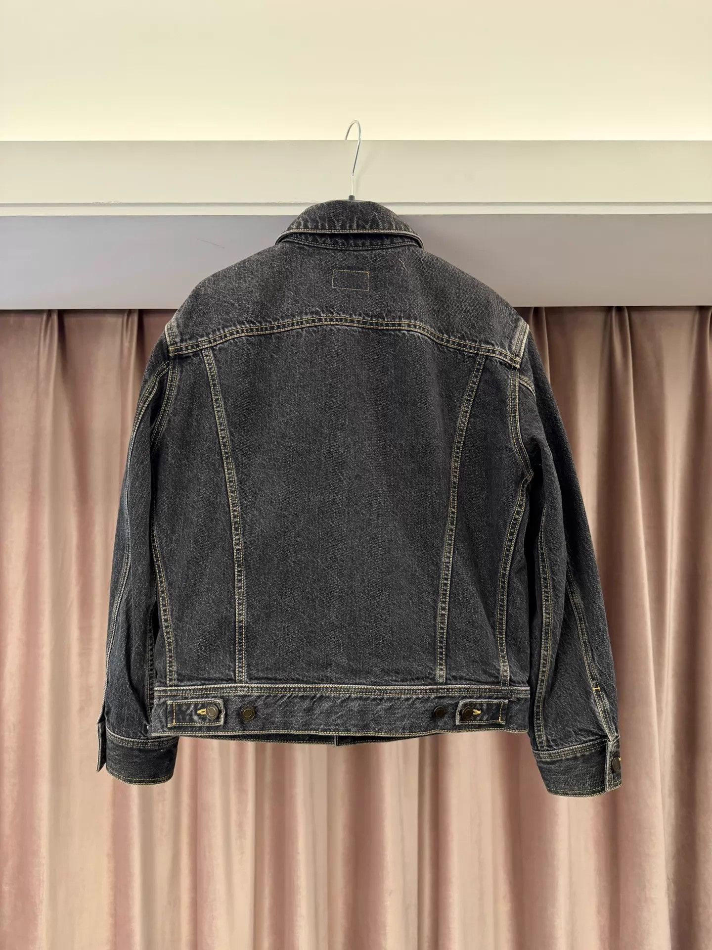 Saint Laurent Paris SLP Black Washed Denim Yellow Stitch Jacket S Size US S / EU 44-46 / 1 - 9 Thumbnail