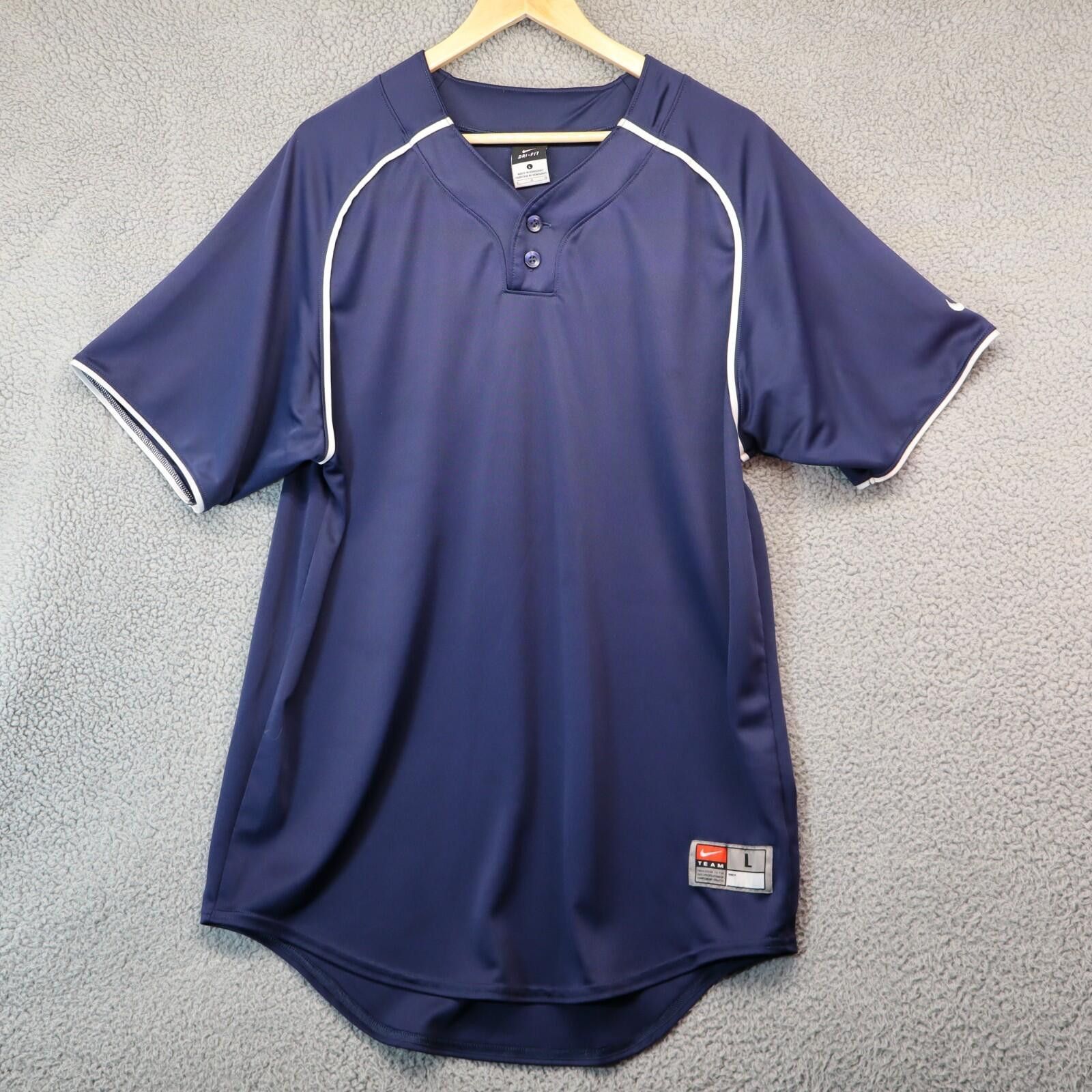 Nike Nike Baseball Jersey Men Large Blue Navy Blank Swoosh Logo Size US L / EU 52-54 / 3 - 1 Thumbnail